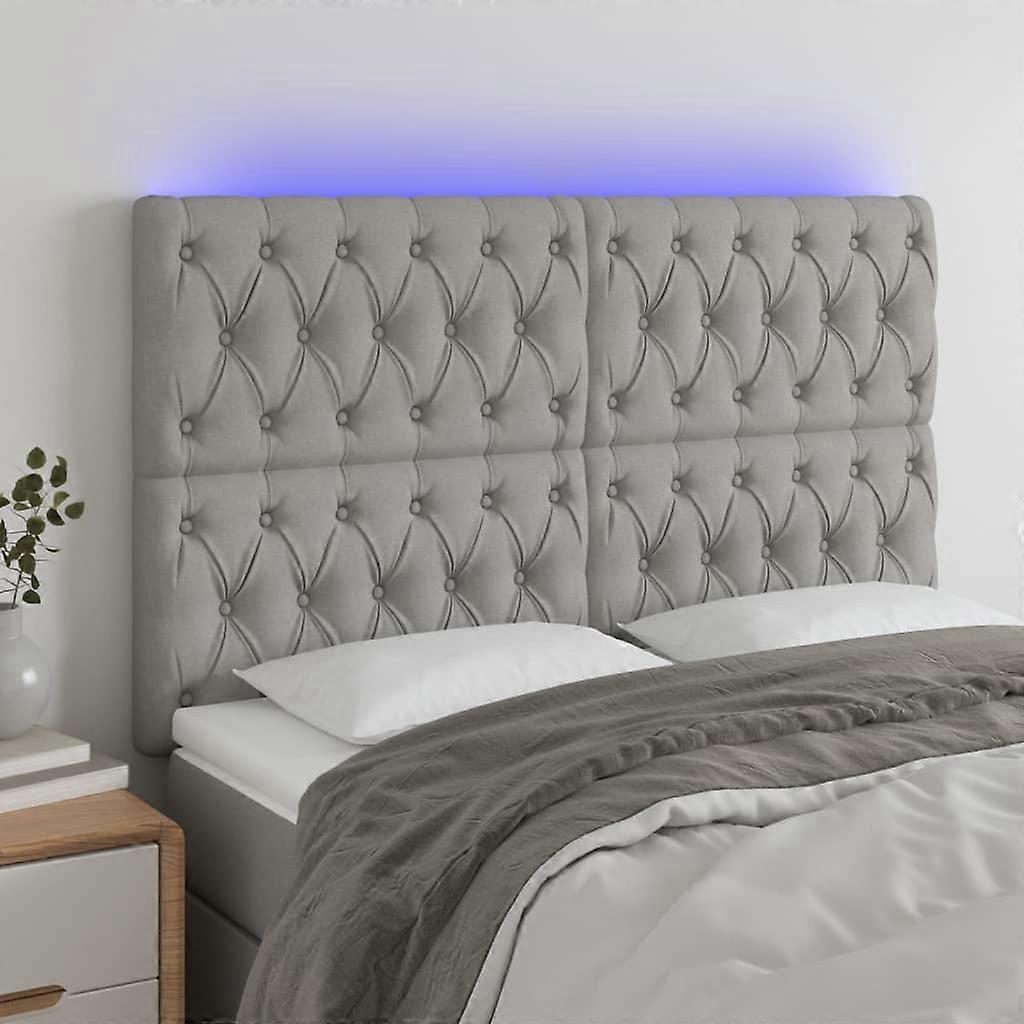 LED Kopfteil Hellgrau 160x7x118/128 cm Stoff