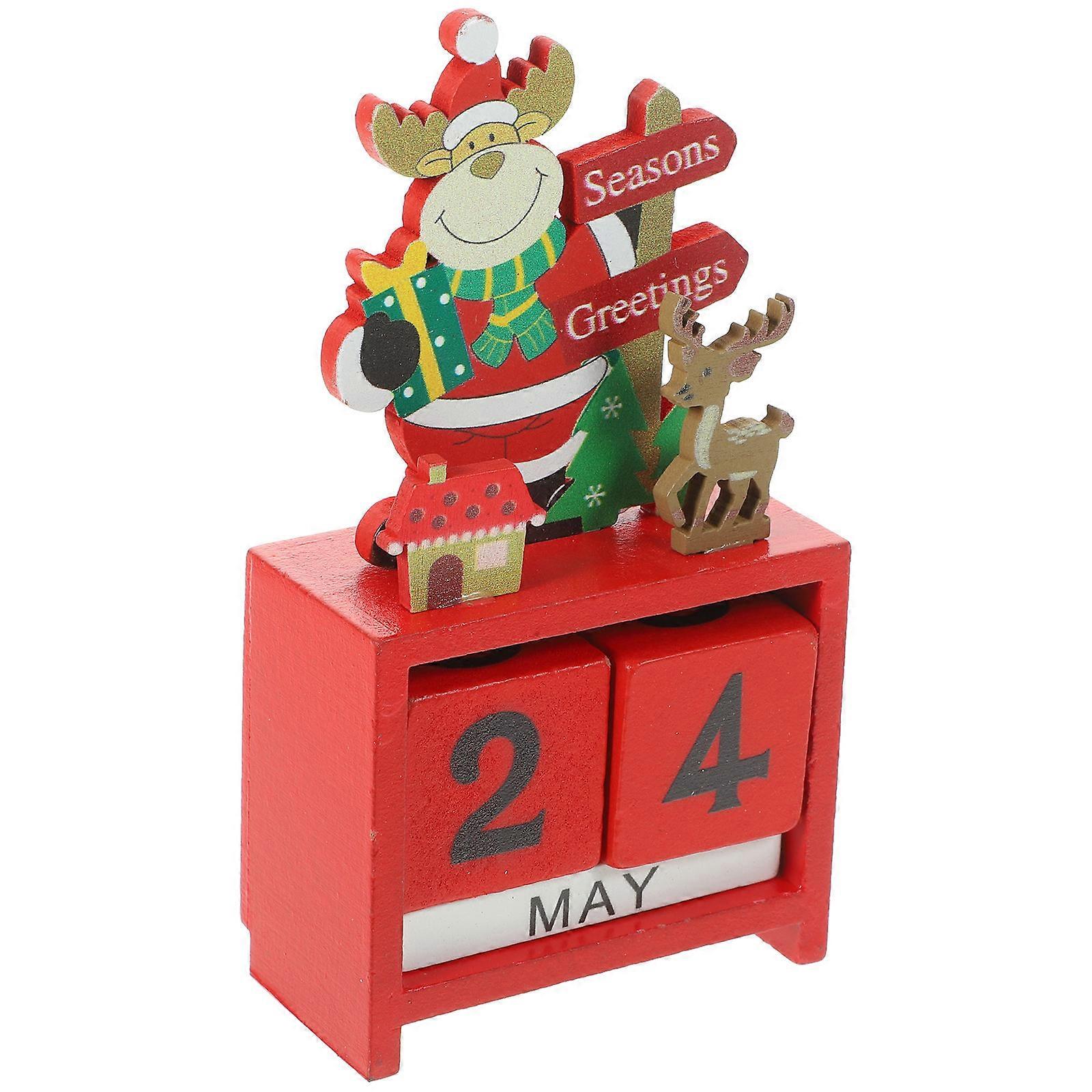 Wooden Xmas Calendar Blocks for Christmas Tabletop Ornament