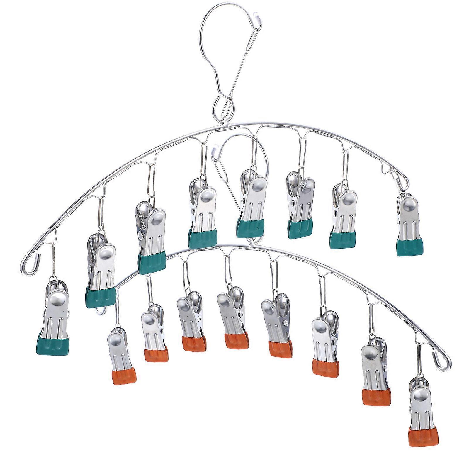 Socks Hanger Stainless Steel Clips Laundry Accessories Household Users Outdoor Bathroom Metal Material for Preventing Clothes from Falling 2Pcs