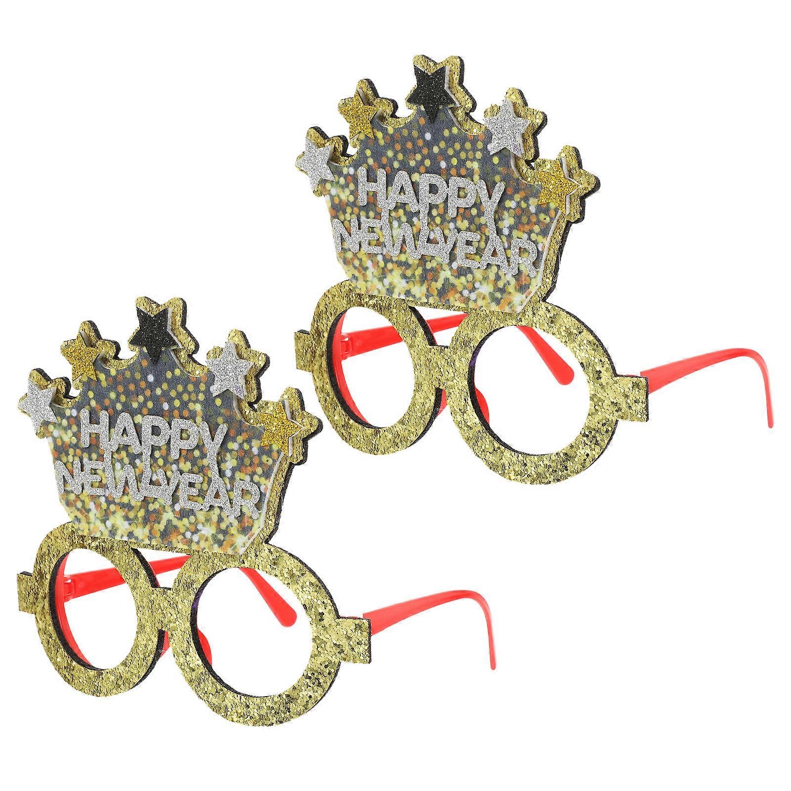 2024 New Year Glasses Fancy Crown Eyeglasses Frames for Party Use 10Pcs