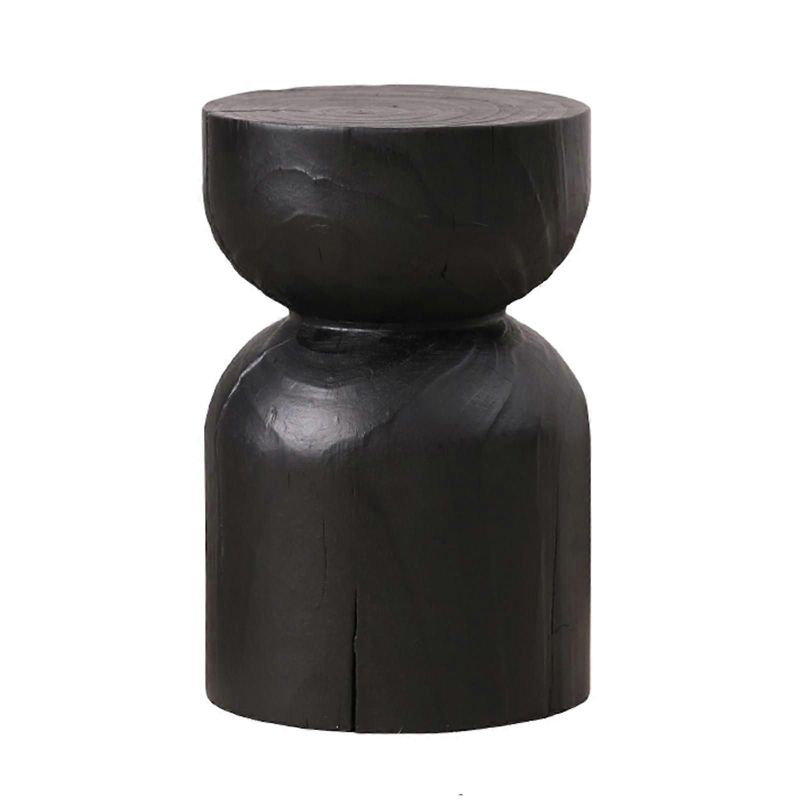 Wooden Tree Stump Stool Rustic Side Table End Table Small Coffee Table Natural Decorative Garden Stools Black Finish