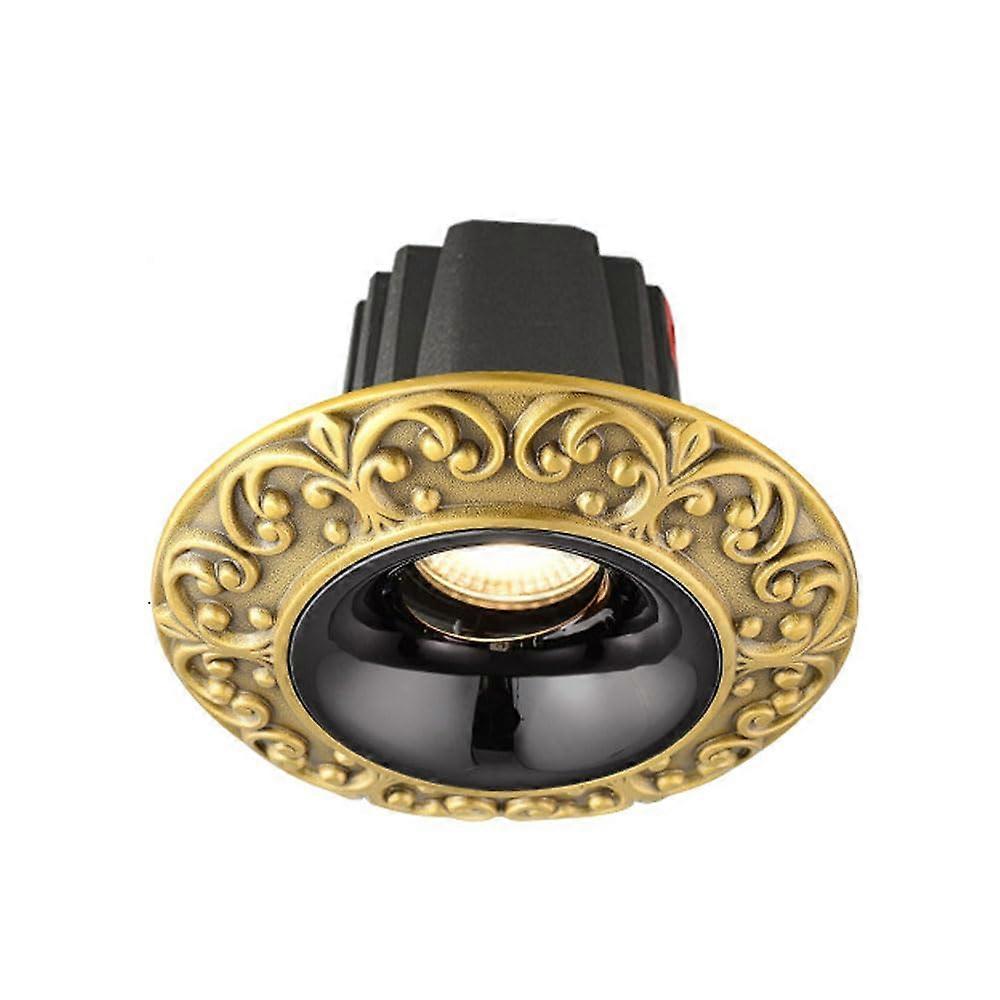 Dimmable LED Recessed Retrofit Brass Downlight 4.5 Inch Round Flat Panel Canless Disk Light Flush Mount Ceiling Fixture