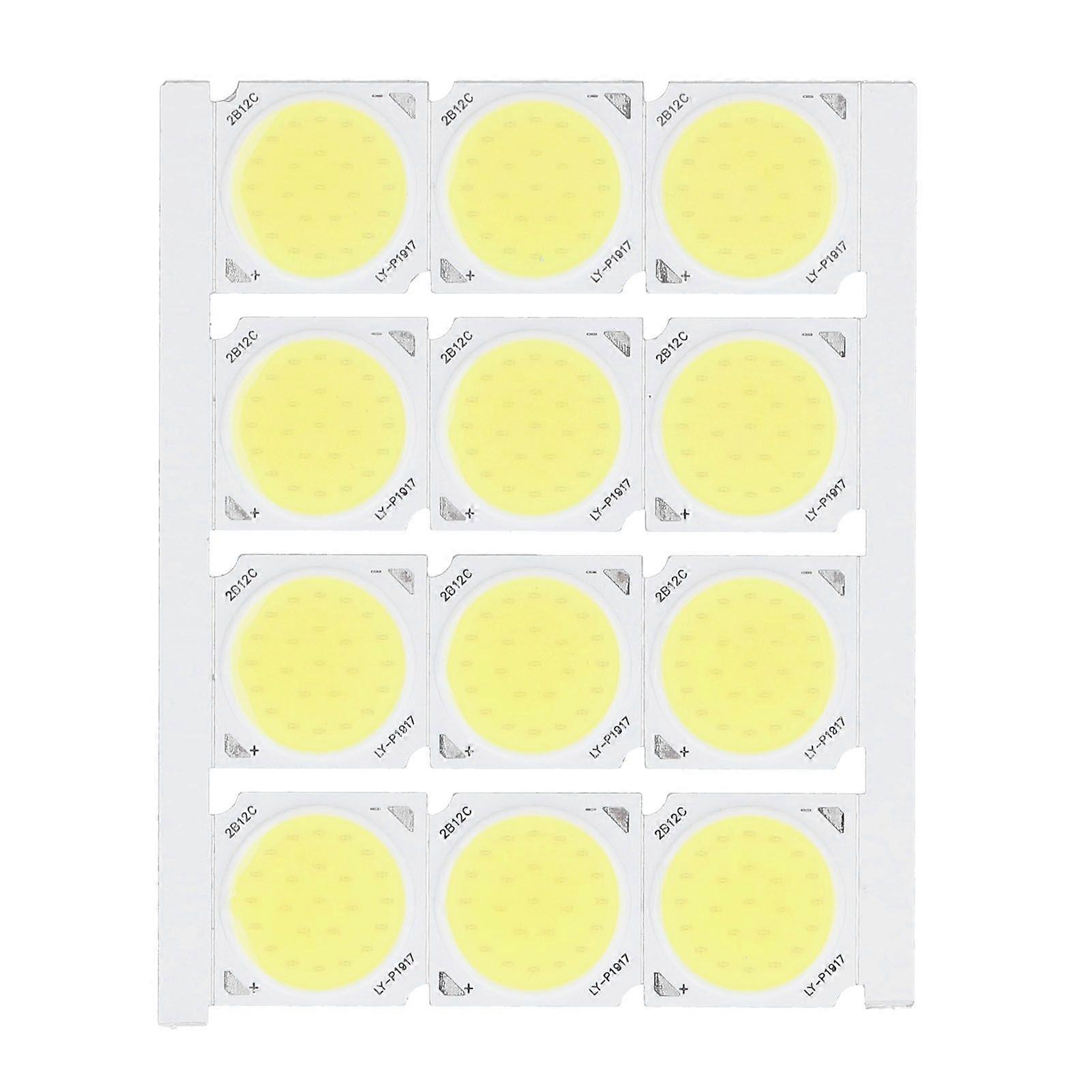 12Pcs COB Light Source High Power Round LED Chip 12W 3641V 1080LM for DIY Indoor LightingWhite Light