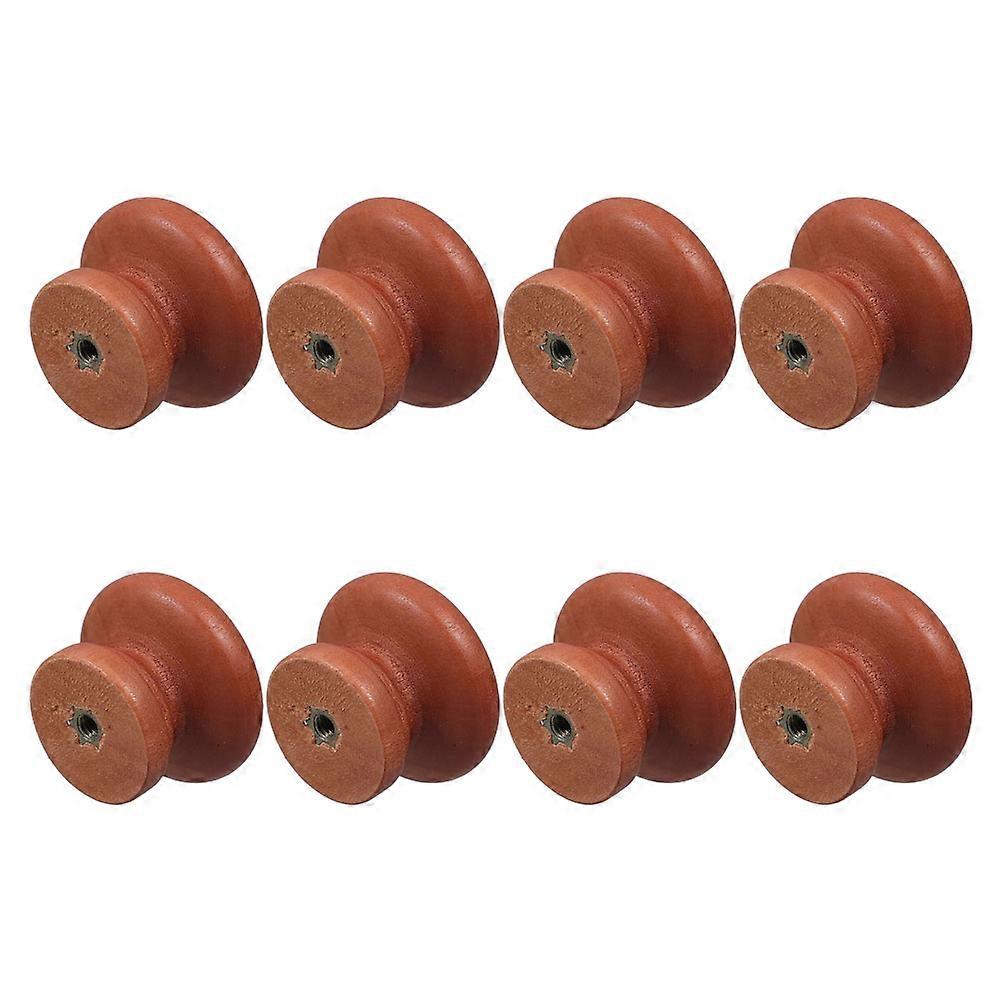 Brown Wood Cabinet Knobs Round Mushroom Design for Decor 40Pcs
