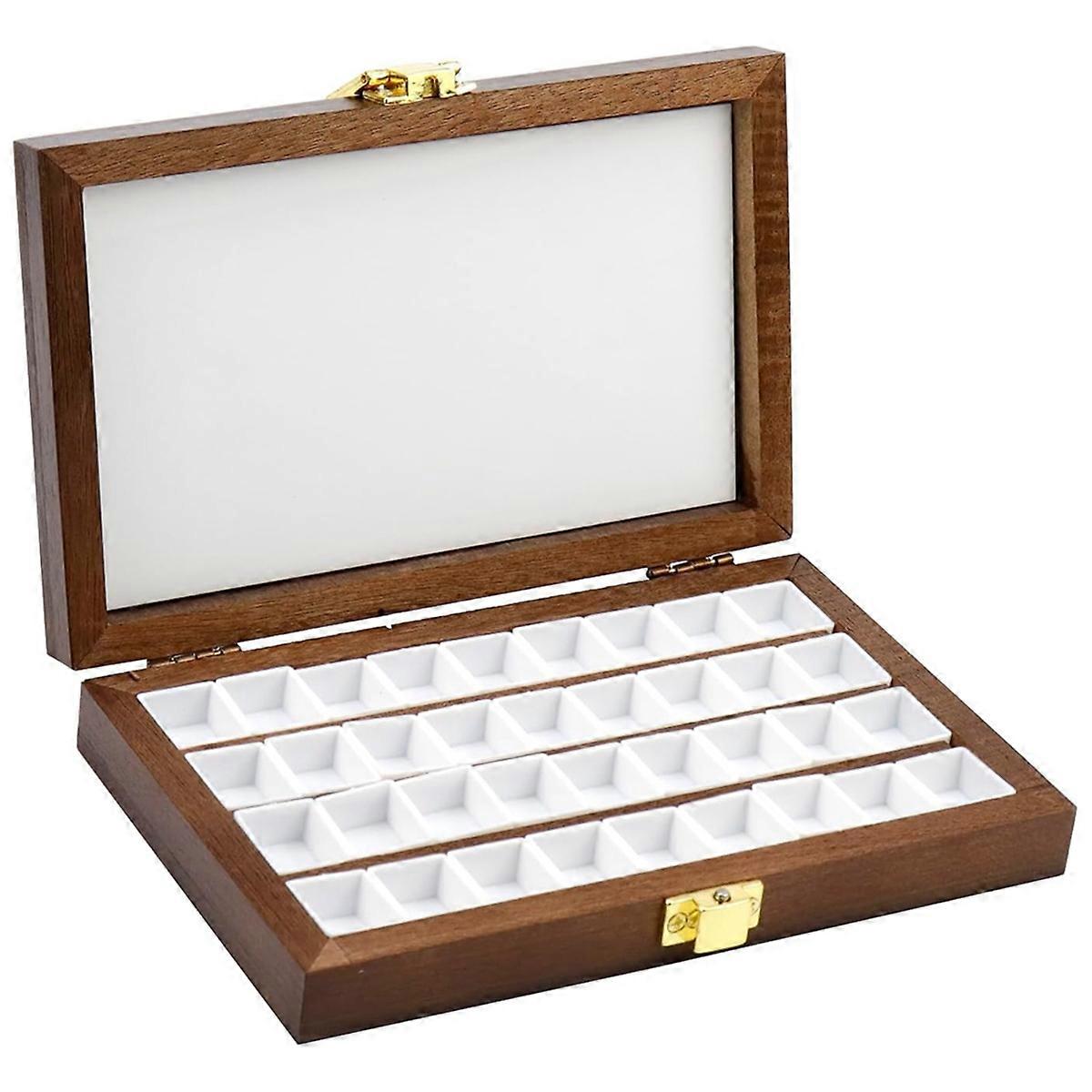 36 cells Empty Wooden Paint Palette Box Portable Wooden Paint Palette