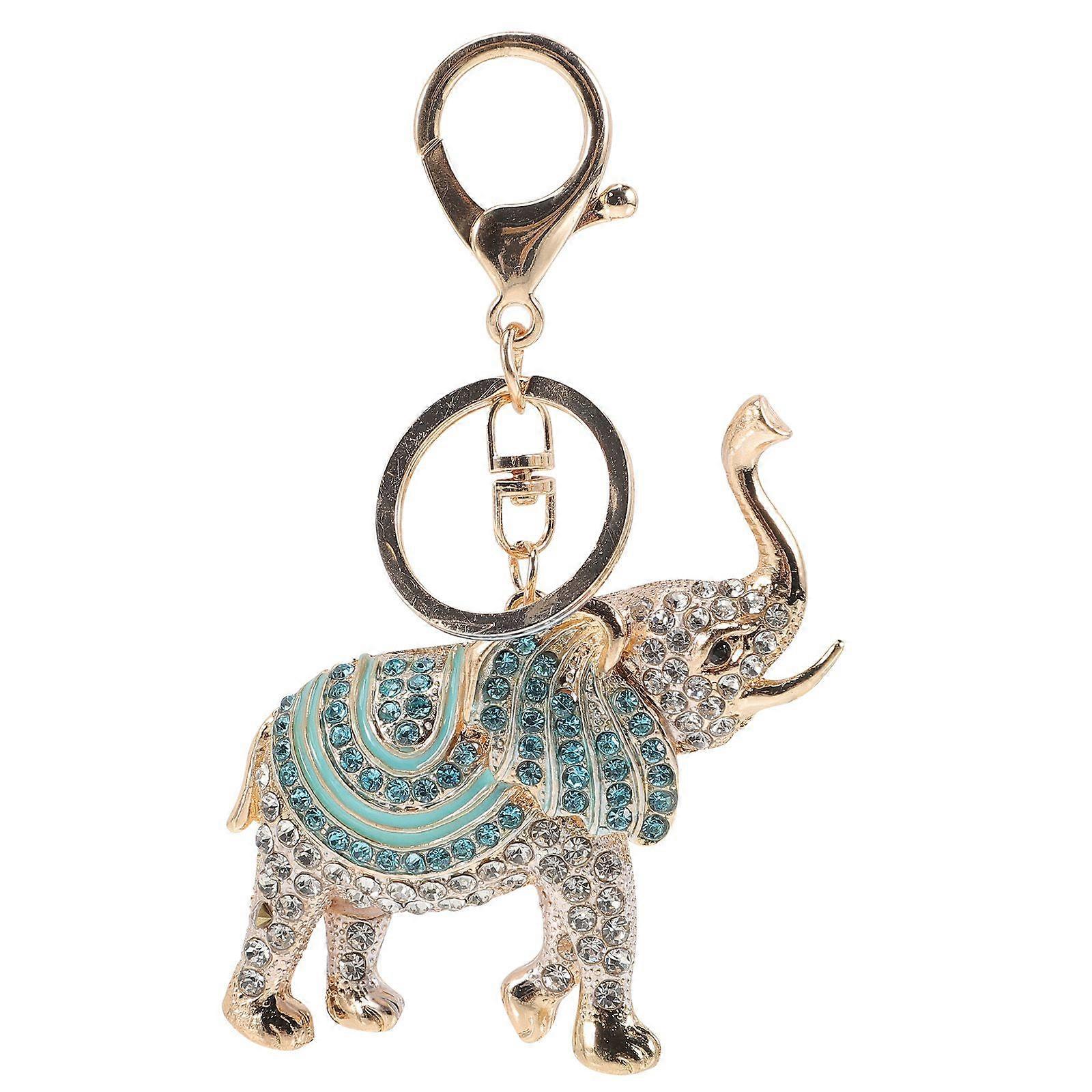 Elephant Keychain Sparkling Crystal Key Ring Charm Jewelry Big Ears Elephant Key Chain