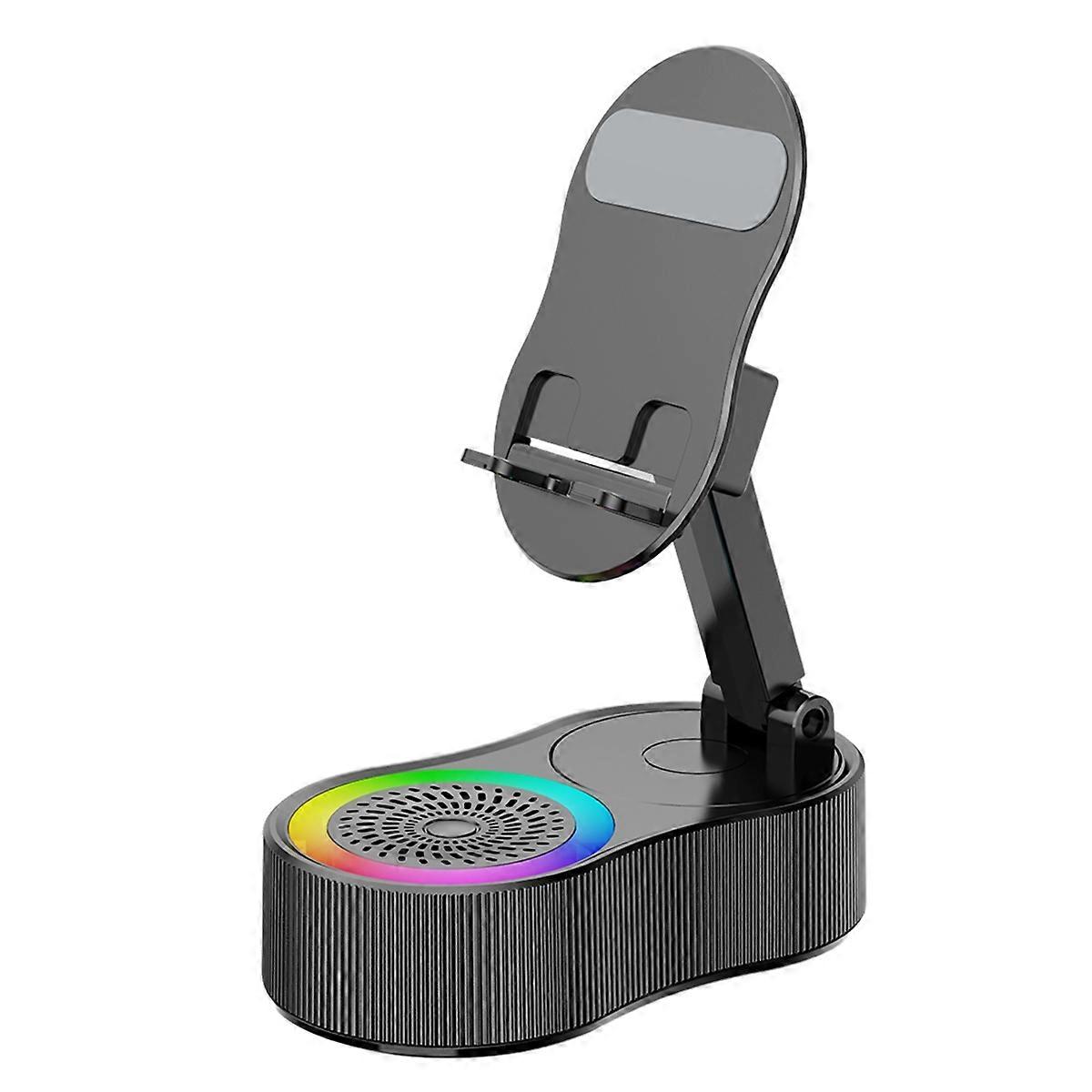 Upgraded Desk Phone Stand Adjustable Portable RGB Mount with Microphone Speaker for Counter Vanity Nightstand Travel Car