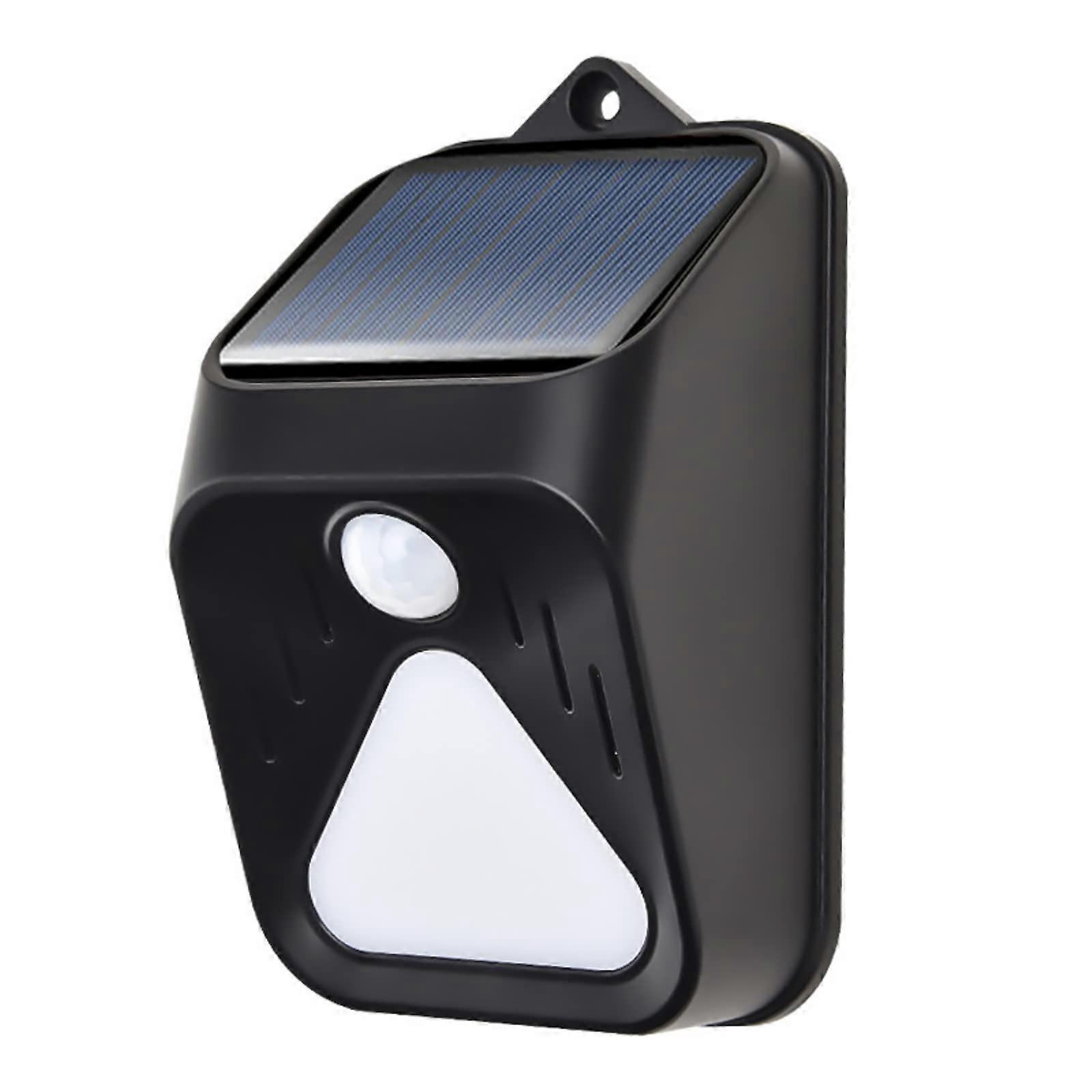Solar Motion Sensor Black Outdoor Motion Detector With Sound Alarm LED Warning Strobe Waterproof Security Device