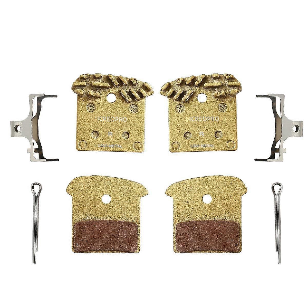 Disc Brake Pads With Cooling Fin 2 Pairs For Shimano XTR Deore XT SLX Deore Alfine Metal Bicycle Brake Pads