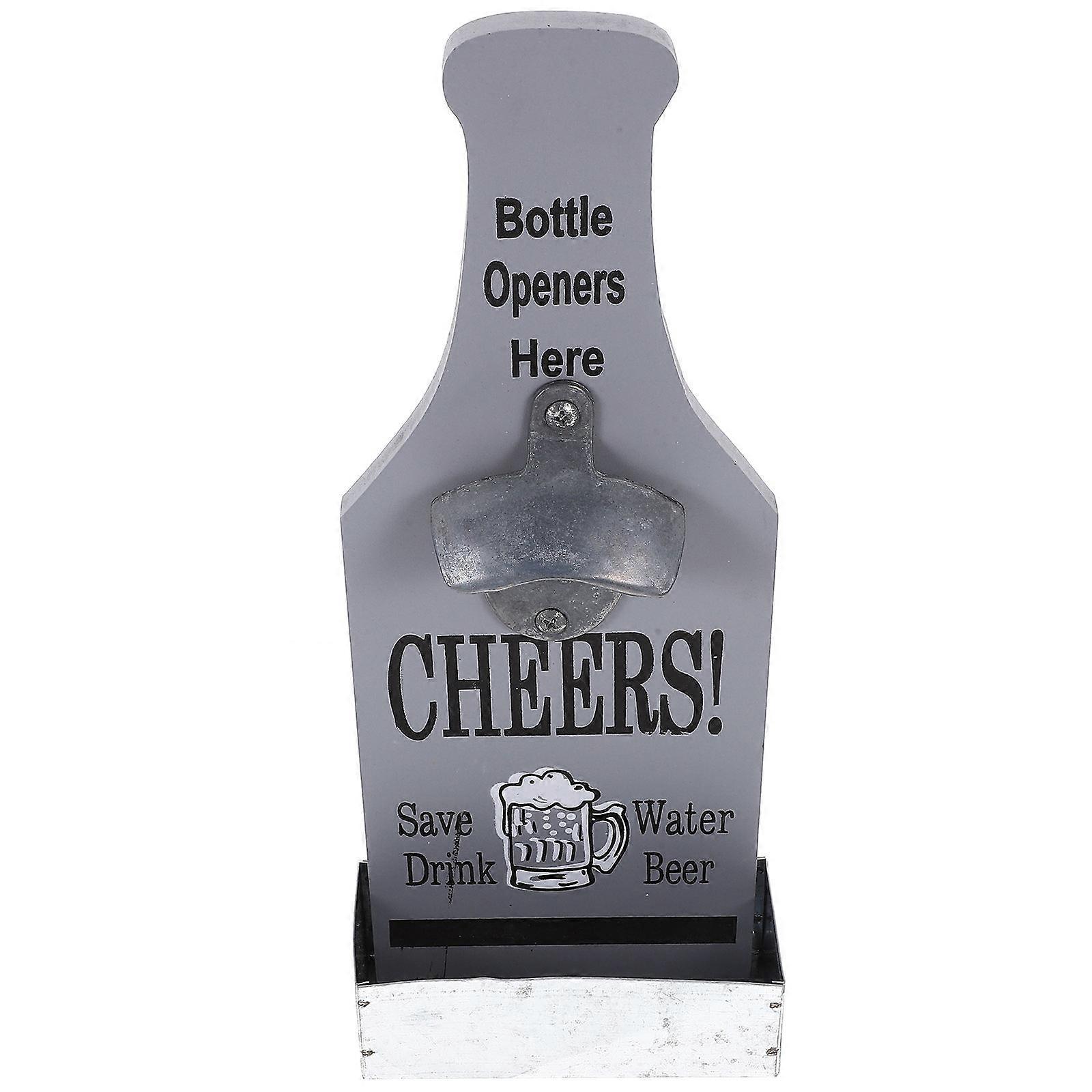 Decorative Wall Mounted Bottle Opener 2Pcs Grey Rectangular Design For Homeowners