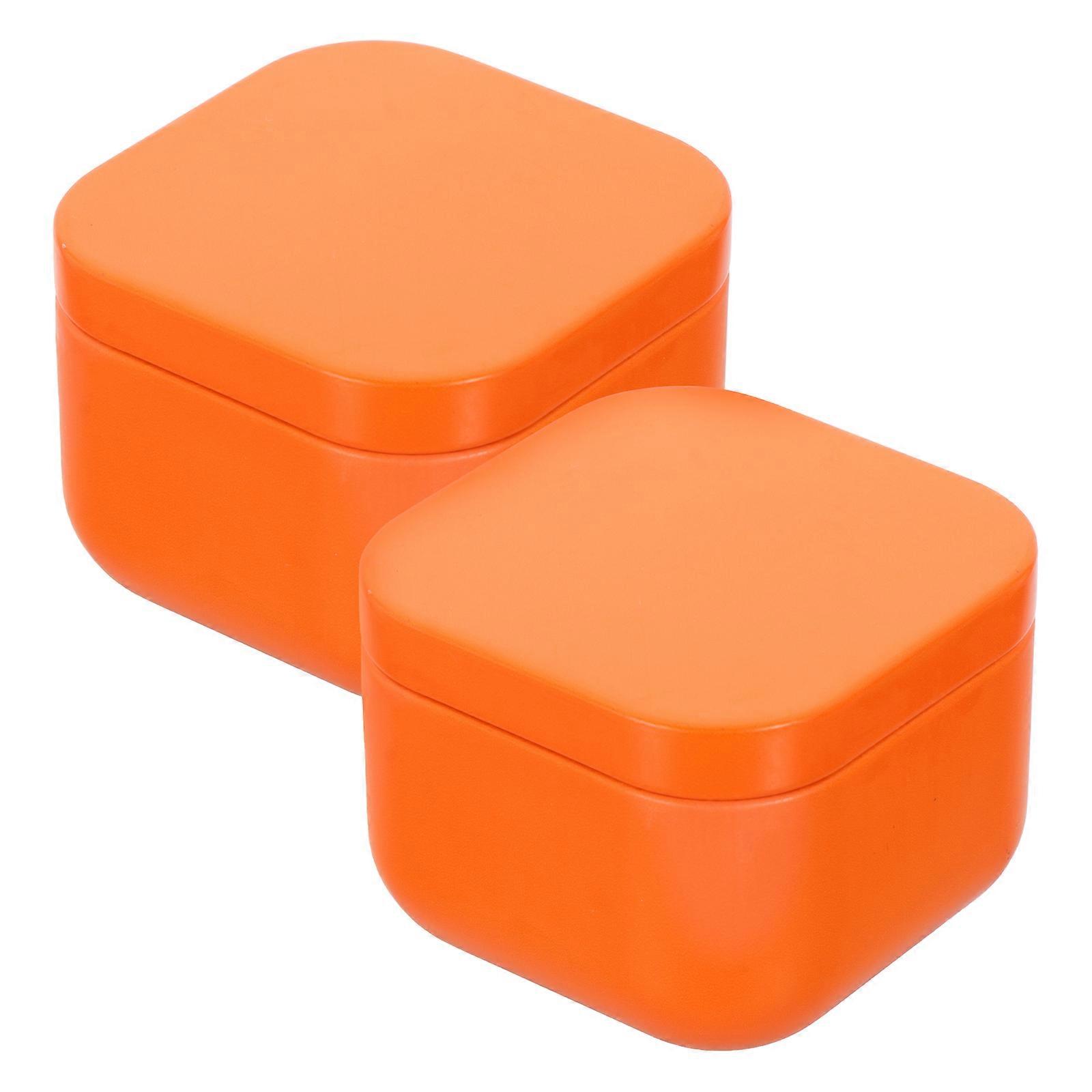 Candle Tins Tinplate Square Containers for Storage 4Pcs Orange Metal Jars