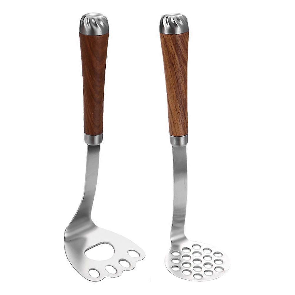 Manual Potato Crusher Stainless Steel Masher with Wood Handle 8Pcs