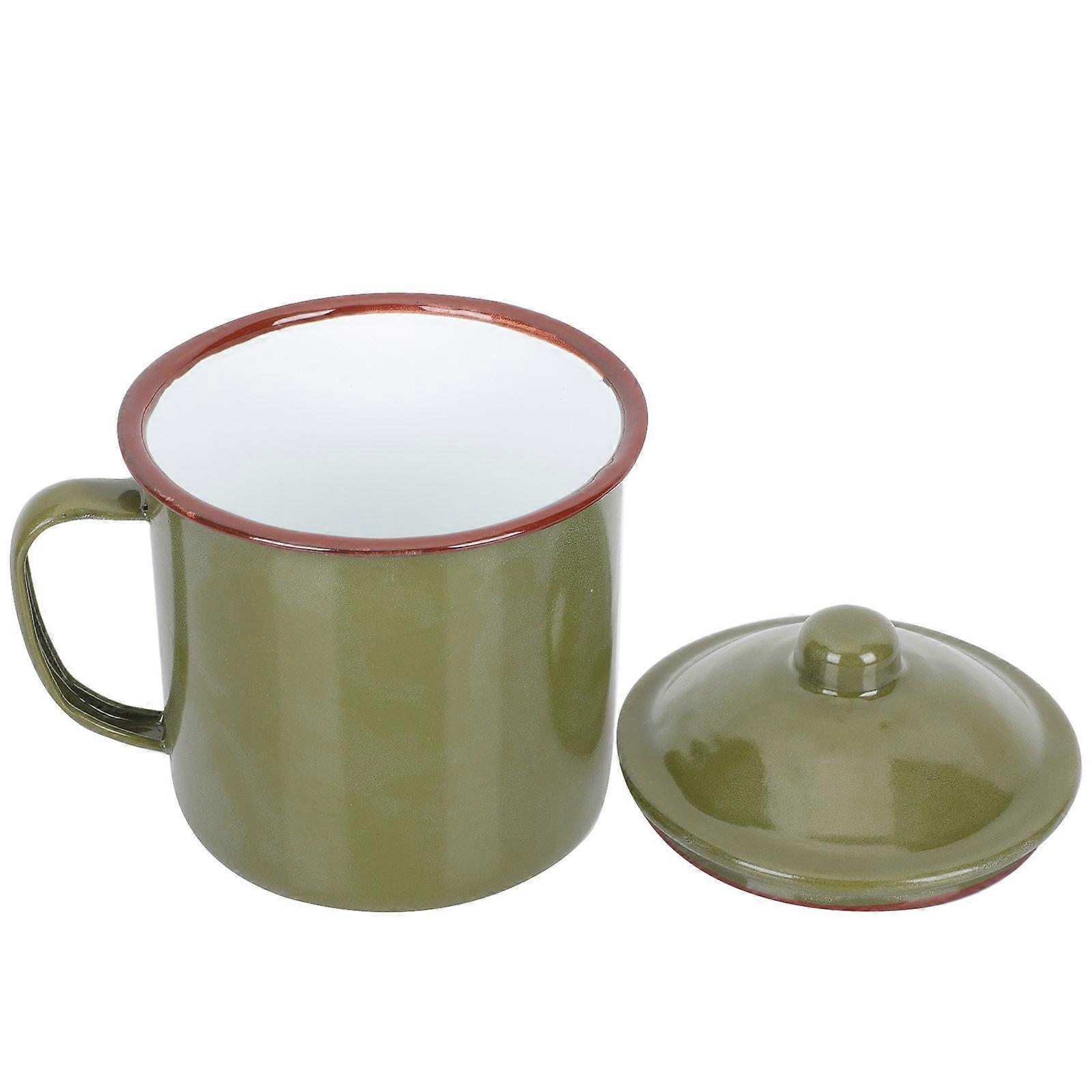 Retro Enamel Tea Mug Water Drinking Cup with Cover