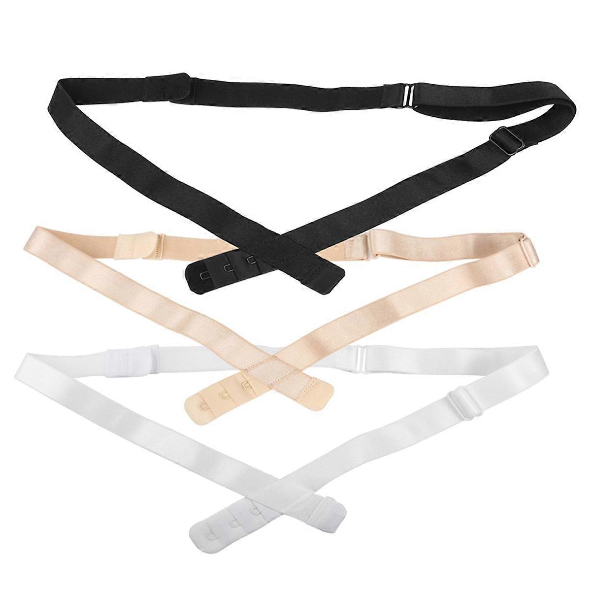 Backless Bra Strap Extender with 3 Hooks for Low Back Bra Use Black