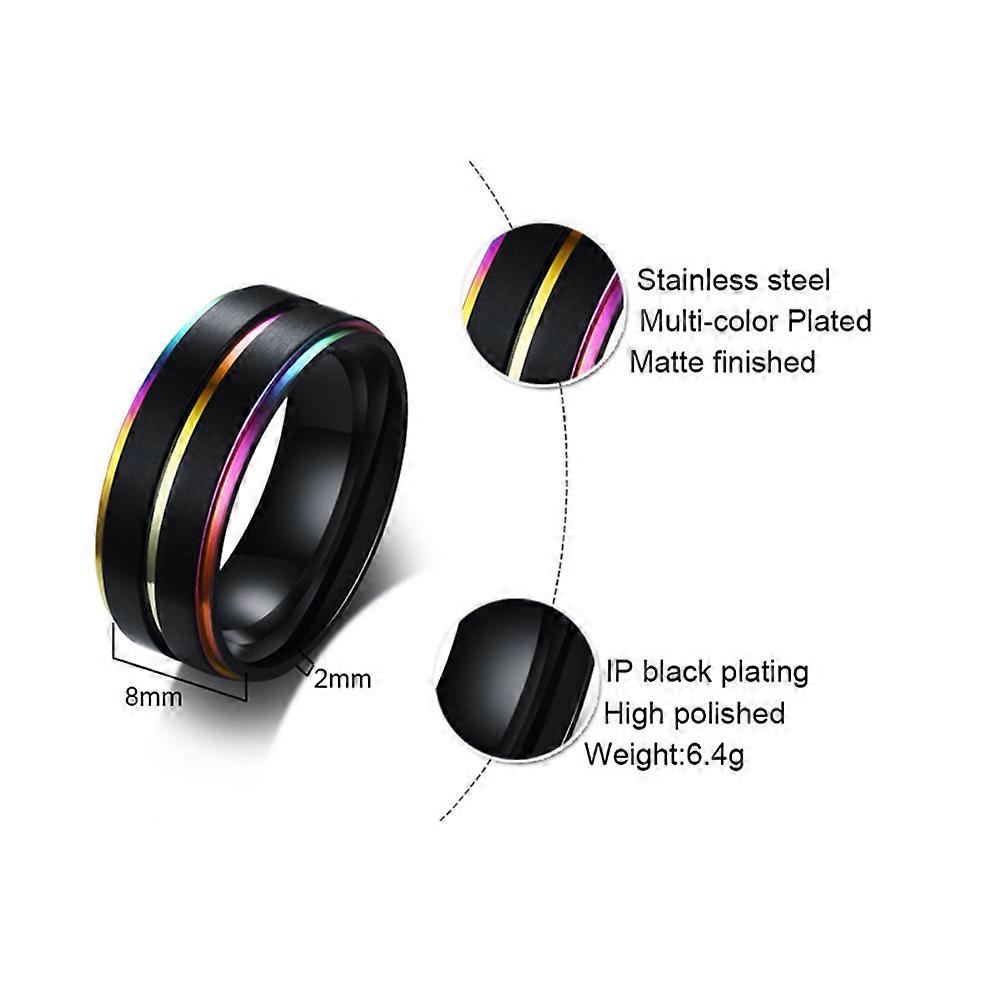 Titanium Ring for Men Rainbow Ring for Men Use 2Pcs Double Plated Hand Jewelry
