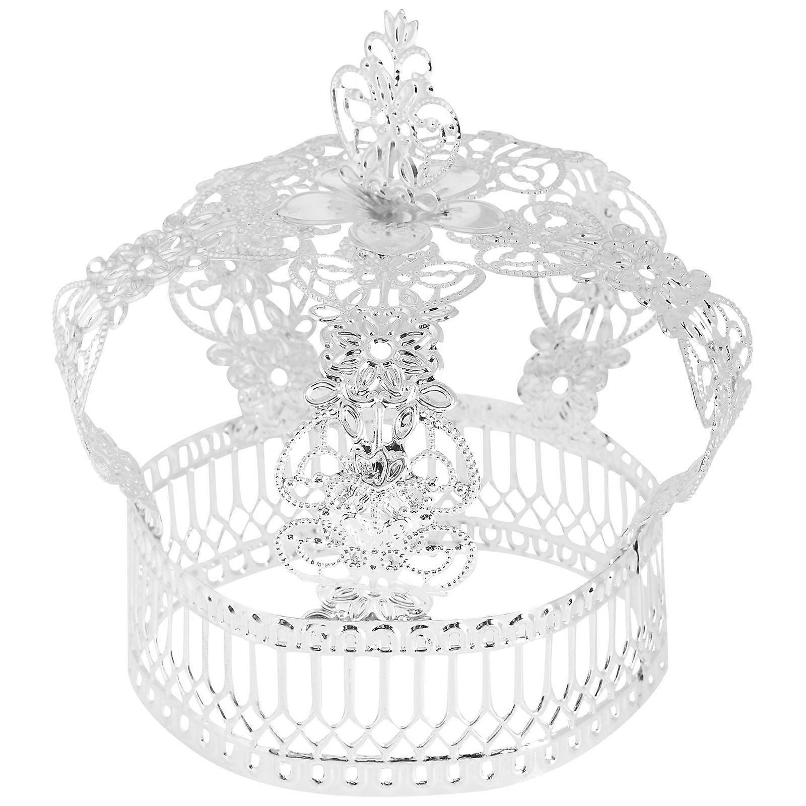 Party Cake Crown for Decoration 2Pcs Silver Metal Cake Topper Accessories