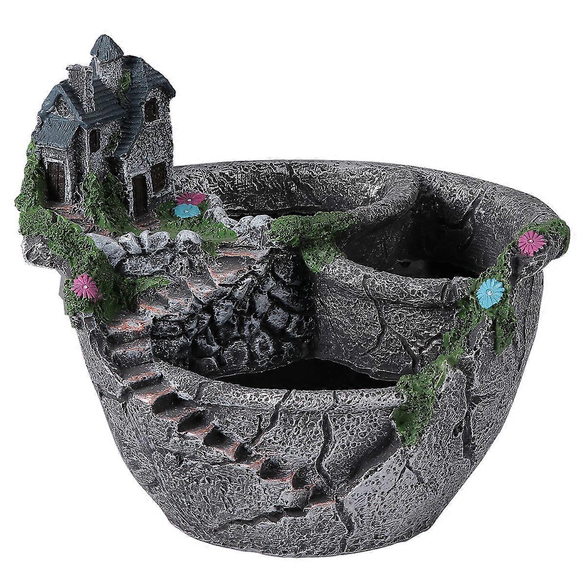 Resin Basin Creative Round Shape Flower Pot for 2Pcs Office Use