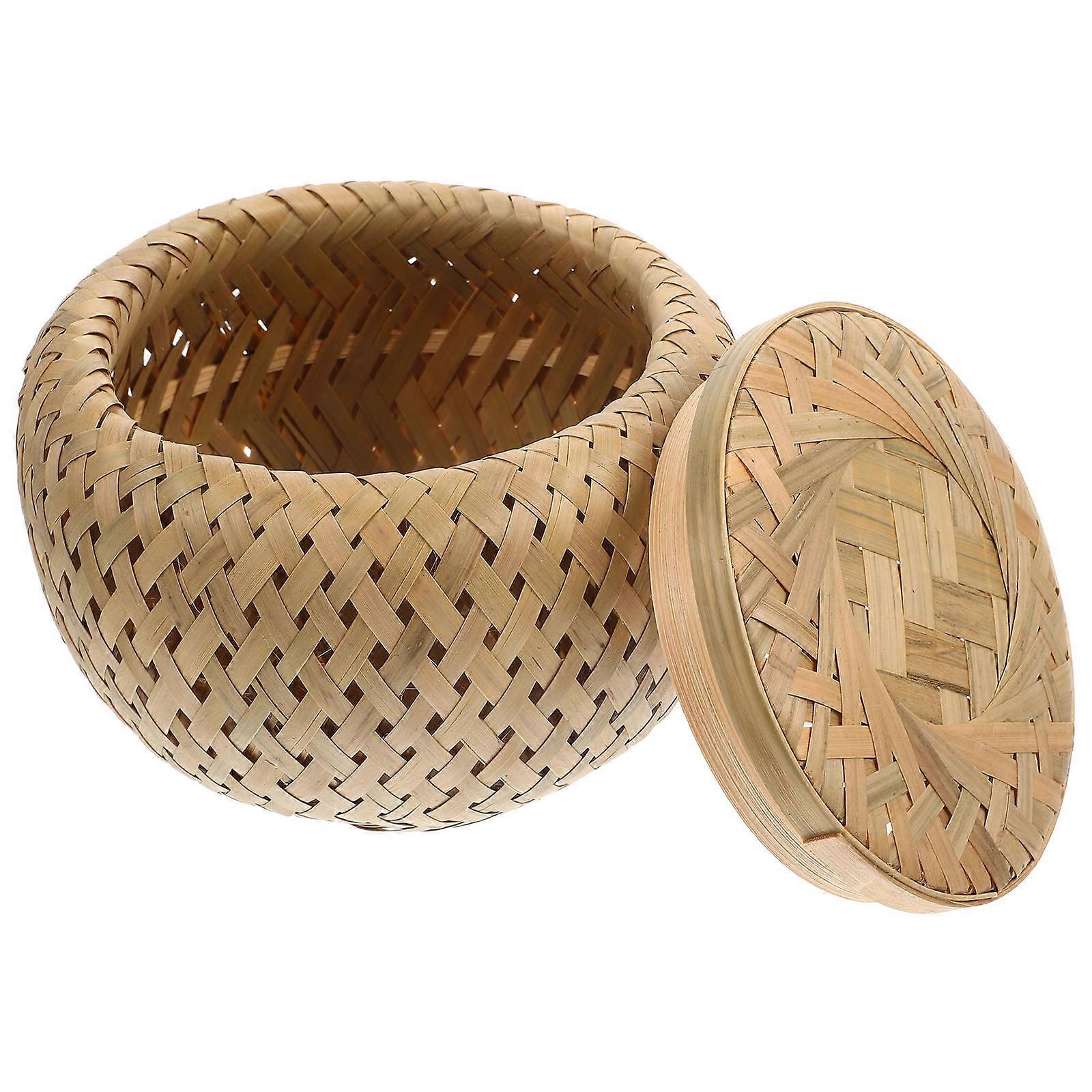 Bamboo Storage Basket for Storage 5Pcs Woven Bread and Fruit Tabletop Holders