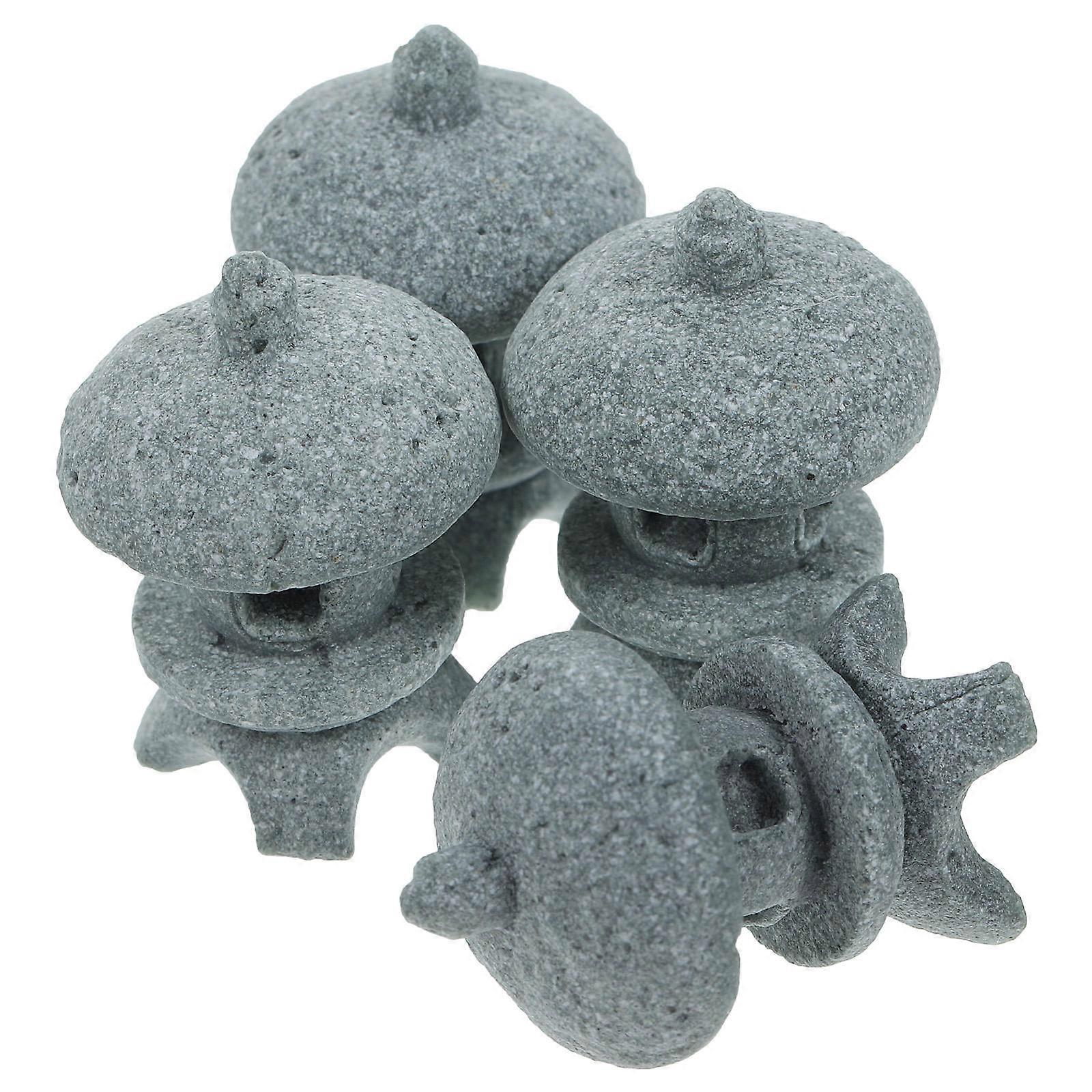 Garden Decorations Small Curved Lantern Grey Sandstone 4Set