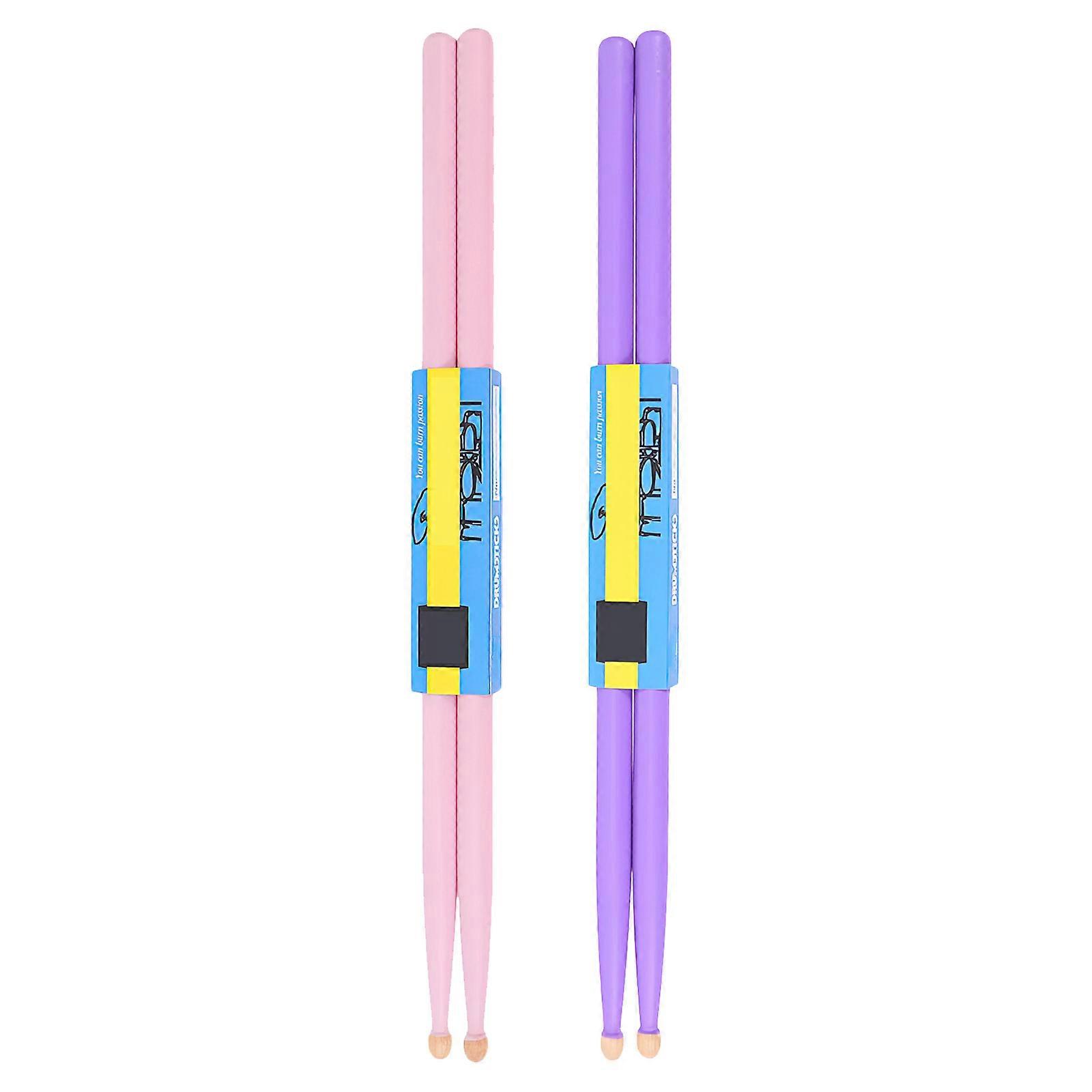 Maple Drum Sticks 2Pairs Purple Non Slip Grip Drum Accessories for Musical Instruments