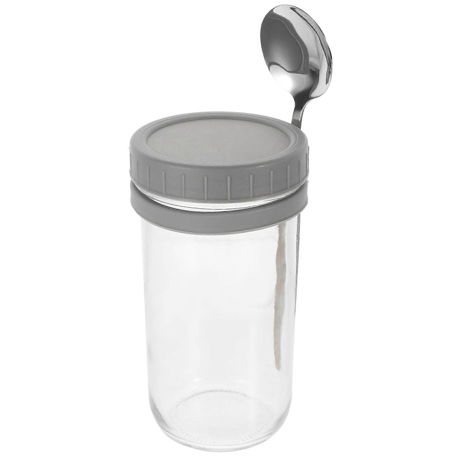 Overnight Oats Jar Glass Storage with Spoon and Lid 3Sets of Jars