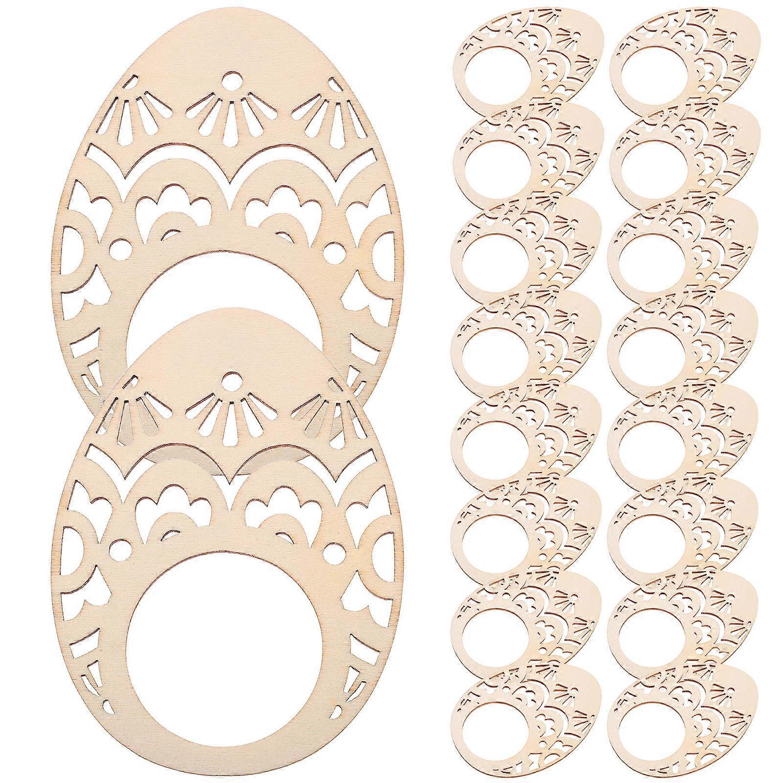 Wood Easter Themed Napkin Rings Egg Shaped Buckles for 40Pcs Use