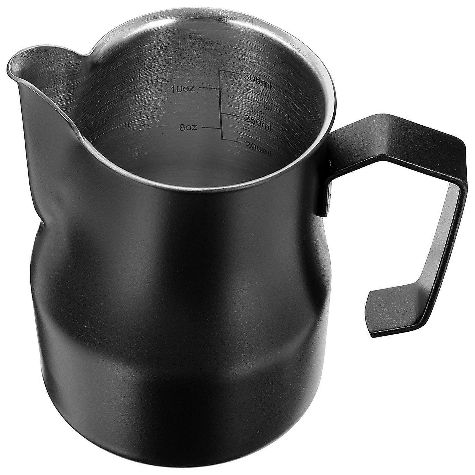 Household Milk Frother Pitcher for Espresso 5Pcs Black Steaming Cups