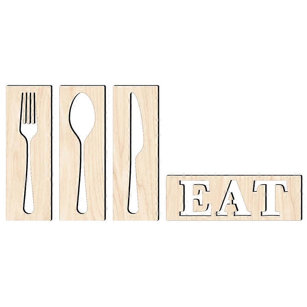 Home Kitchen Decor Eat Sign Wooden Tableware Wall Decor 3Sets