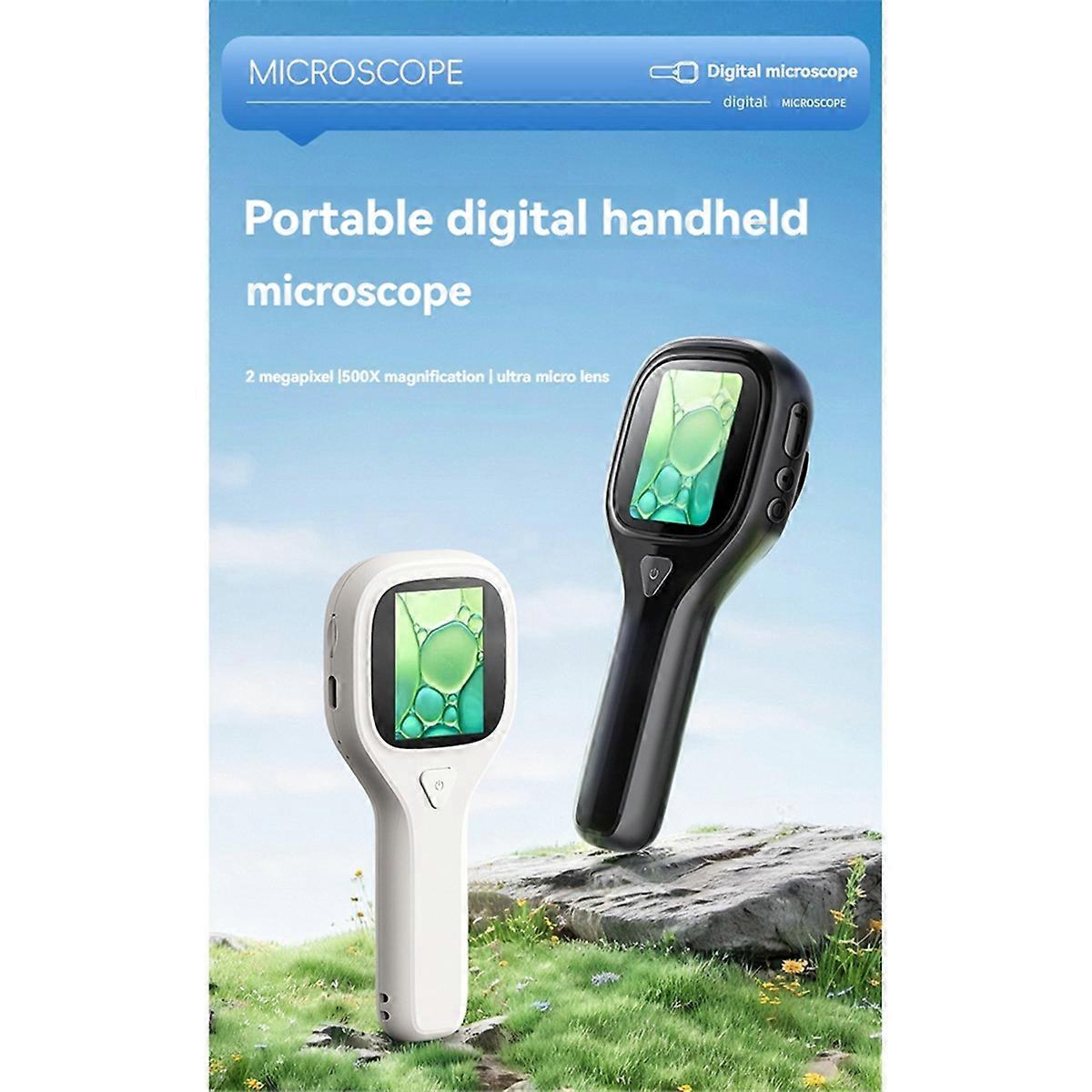 Portable Digital Handheld Microscope Magnifier with LED Lights,Usb 2.0 Inch Screen,Chip Print Textile Inspection Black