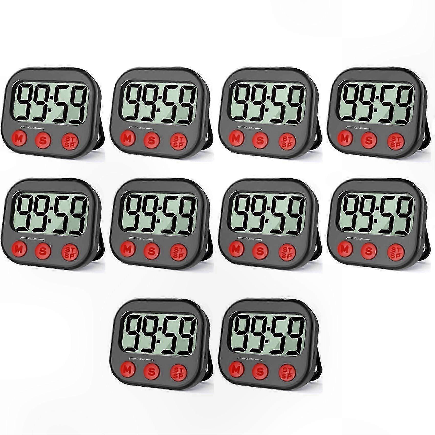 10X Magnetic Kitchen Timer with Large LCD Screen, Digital Visual Countdown Stopwatch Clock (PrettyJ)