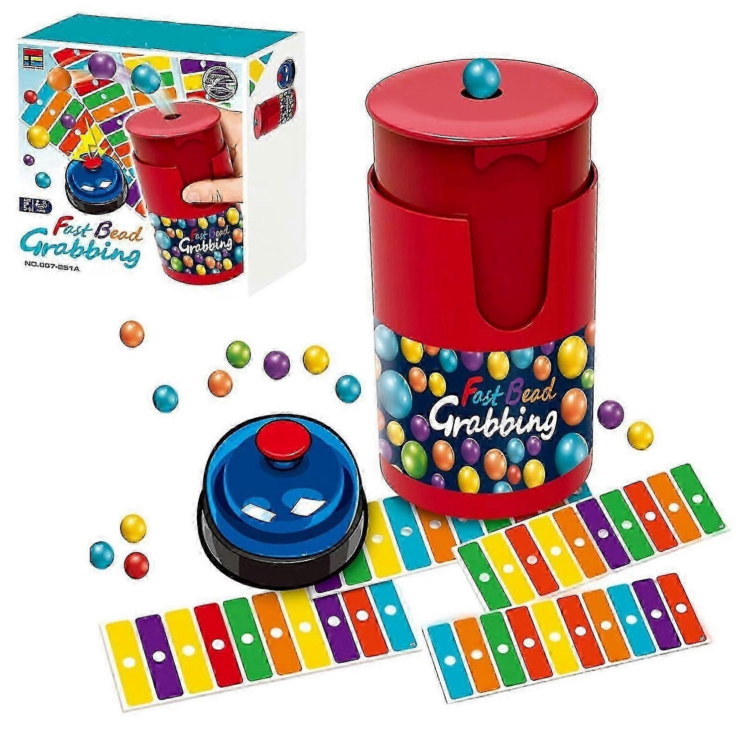 Match Color Bingo Game Set with 90 Beads & 6 Code Cards - Fast-Paced Bead Grabbing Game for 2-4 Players Family Party