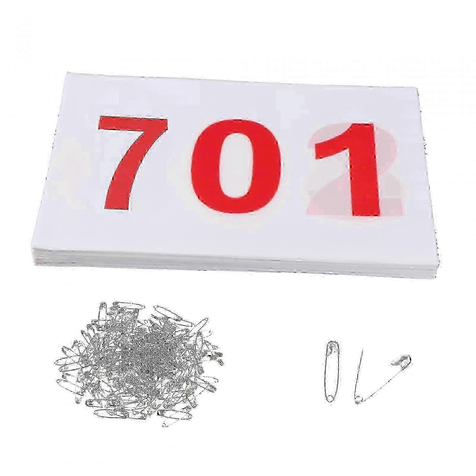 100-Piece Set of Numbered Race Bibs for Athletes, Featuring Numbers 001 to 100