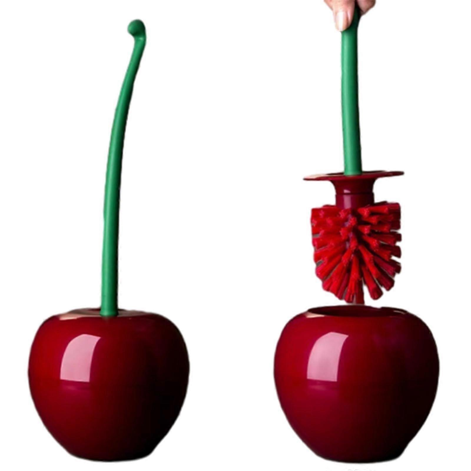Toilet Brush Set CherryShaped With Hidden Design For Compact Bathrooms Wine Red