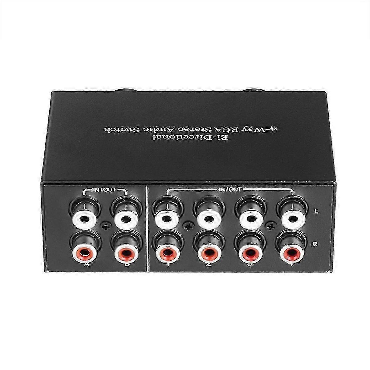 4 Way Bi-Directional RCA Stereo Audio Switch 2 in 4 Out or 4 in 2 Out L/R Jack Sound Channel RCA Au