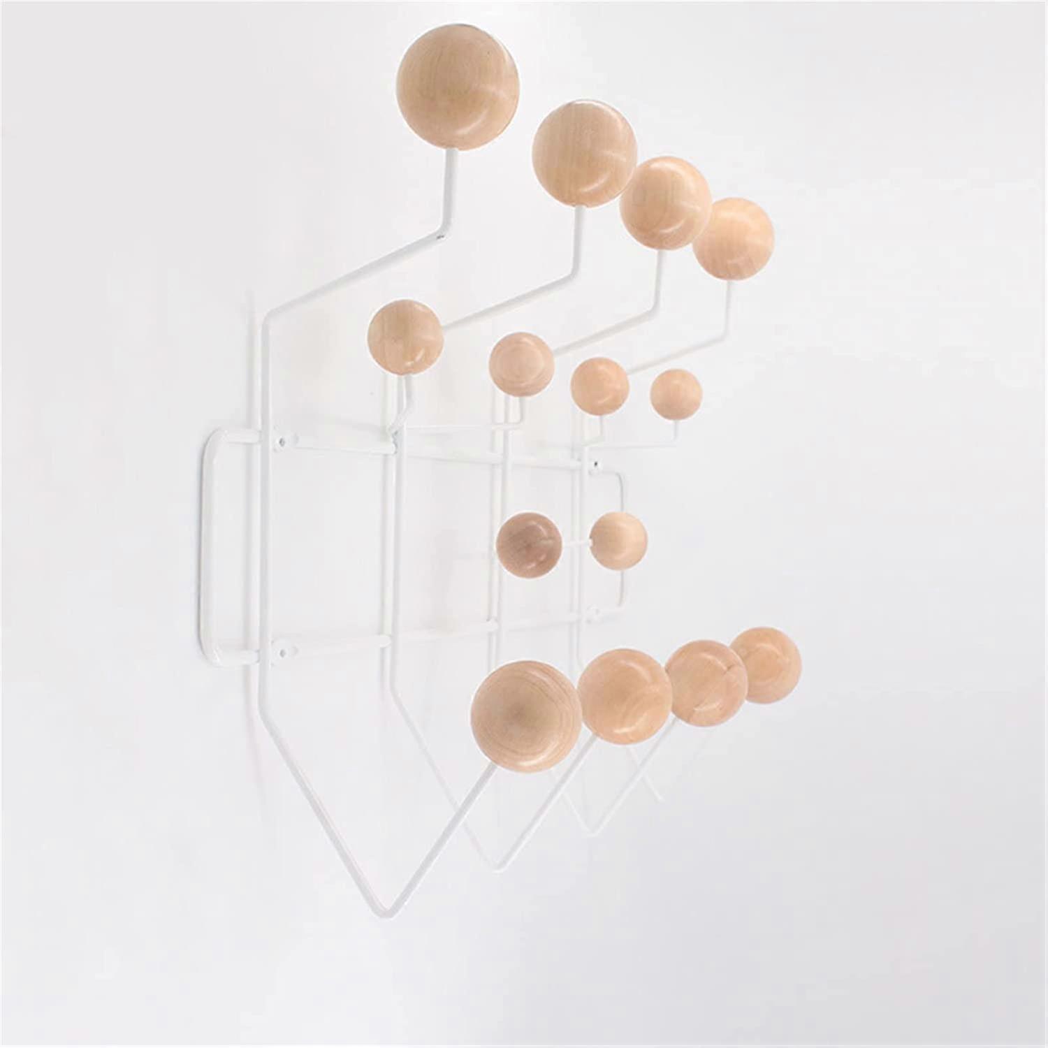 Practical Coat Rack Hang It All: Mid Century Modern Wall Hooks, Walnut Ball Accents, Walnut Finish Hanger For Scarves
