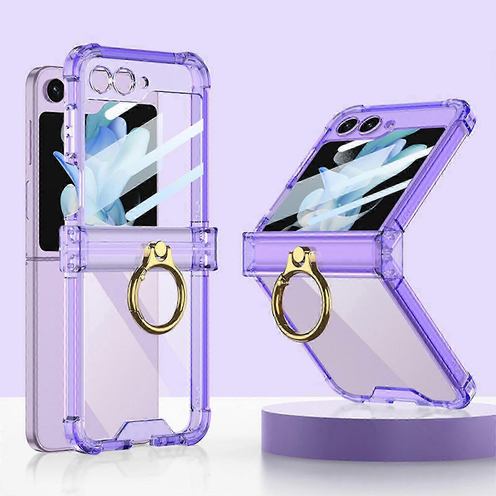Clear Protective Case with Hinge Protection and Kickstand for Samsung Galaxy Z Flip 5 5G 2023