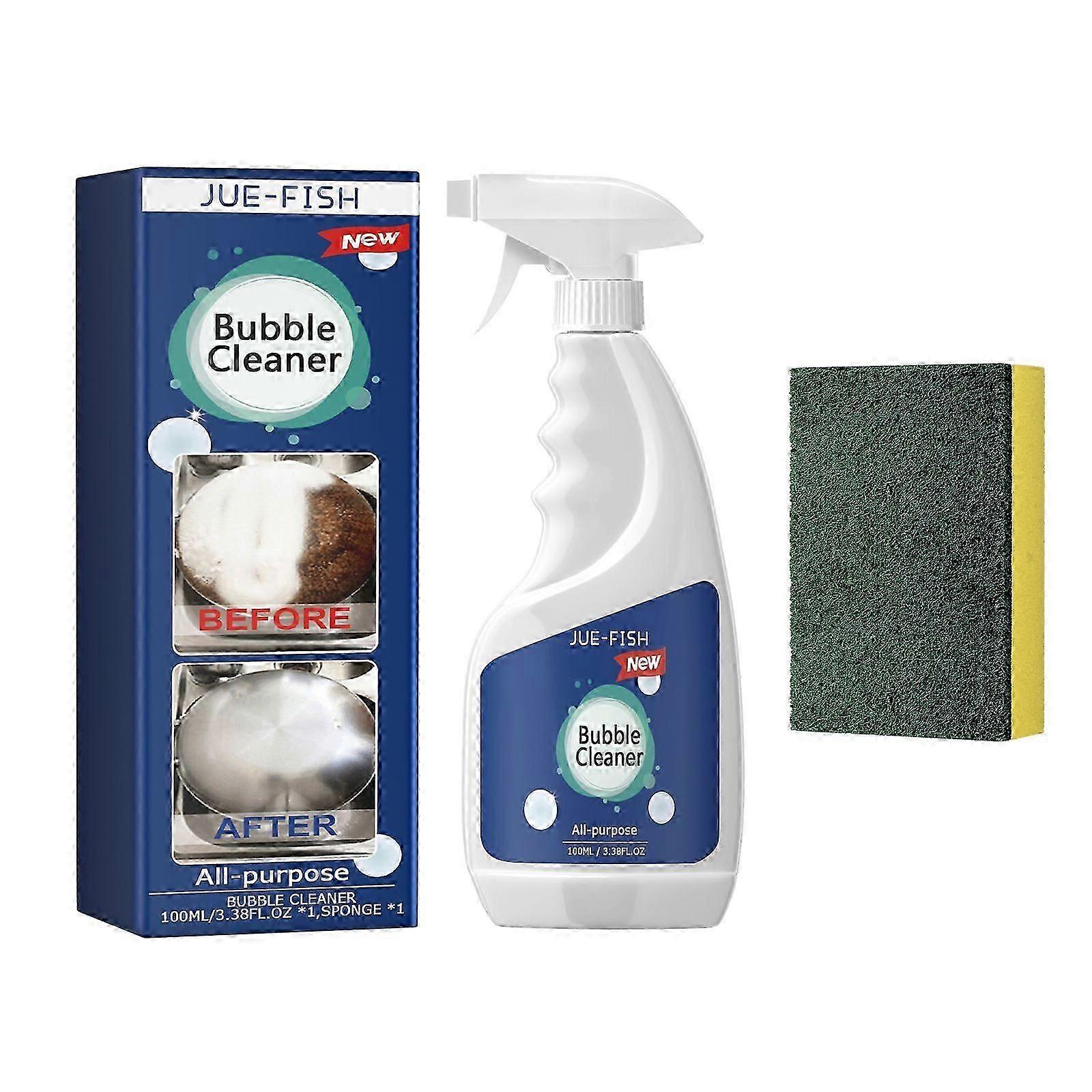 Powerful Kitchen Grease Foam Cleaner - Removes Stubborn Oil  Black Scale from Pots, Pans  Range Hoods with Natural Baking Soda, Lemon Extract  Enzy