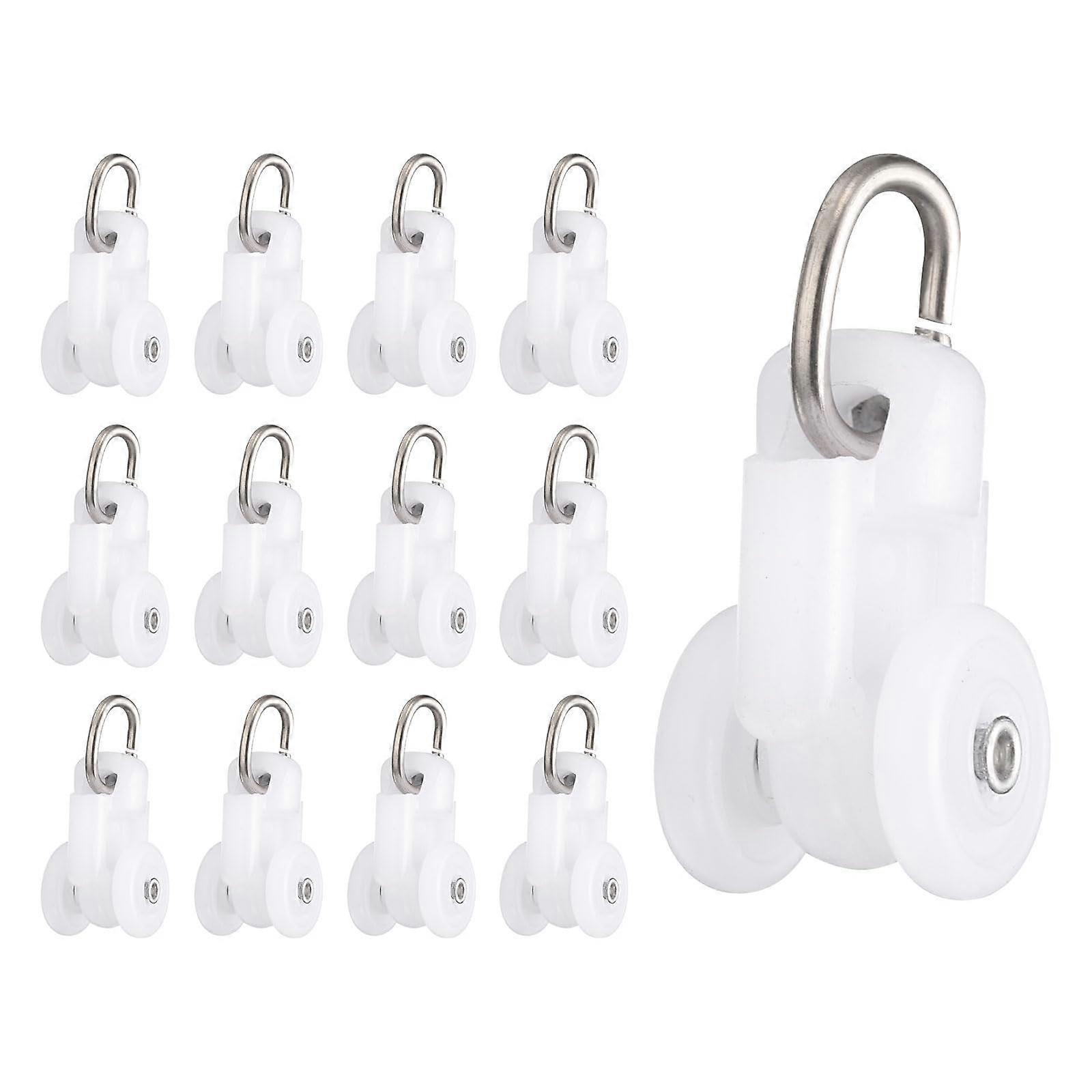 30Pcs Curtain Track Rollers White Plastic Ceiling Gliders With Dual Wheel Roller For Window Track Pulleys