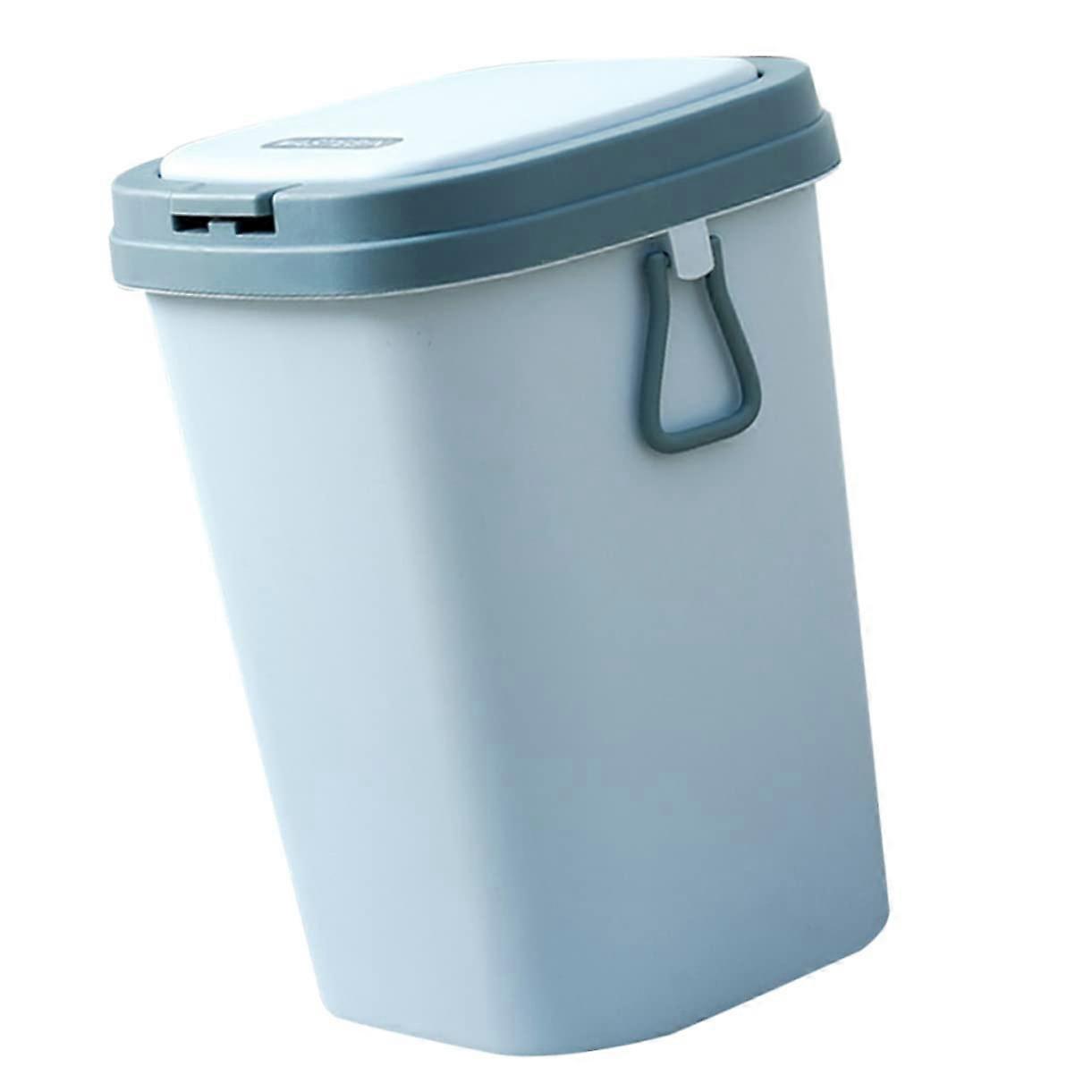 Press Trash Can Plastic Lid Bathroom Waste Container Kitchen Restroom Use Compact