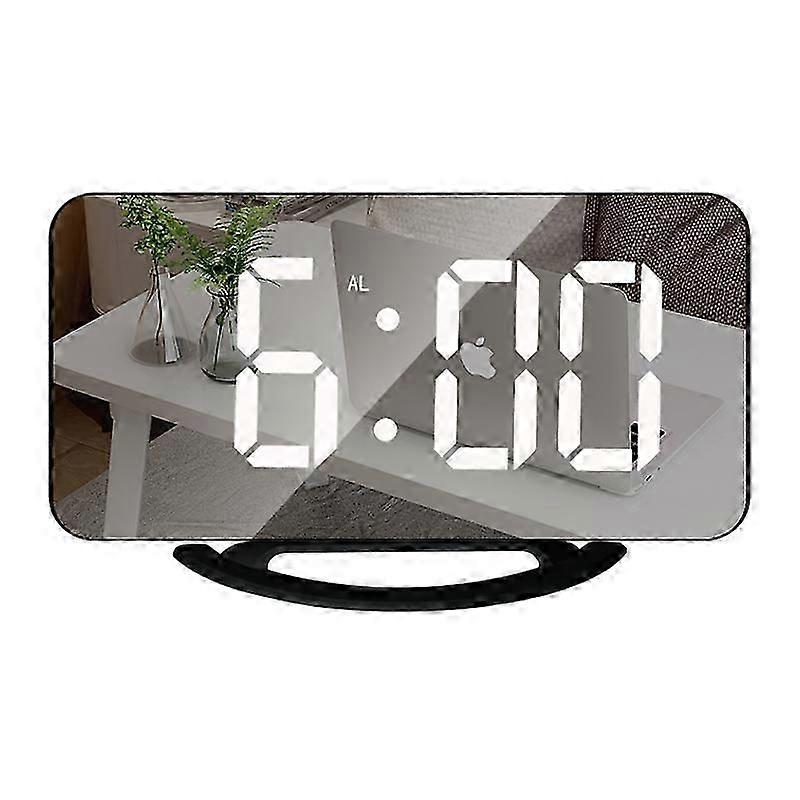 Digital Alarm Clock 6.5" Large LED Mirror Display Dual USB Charger Port Clocks