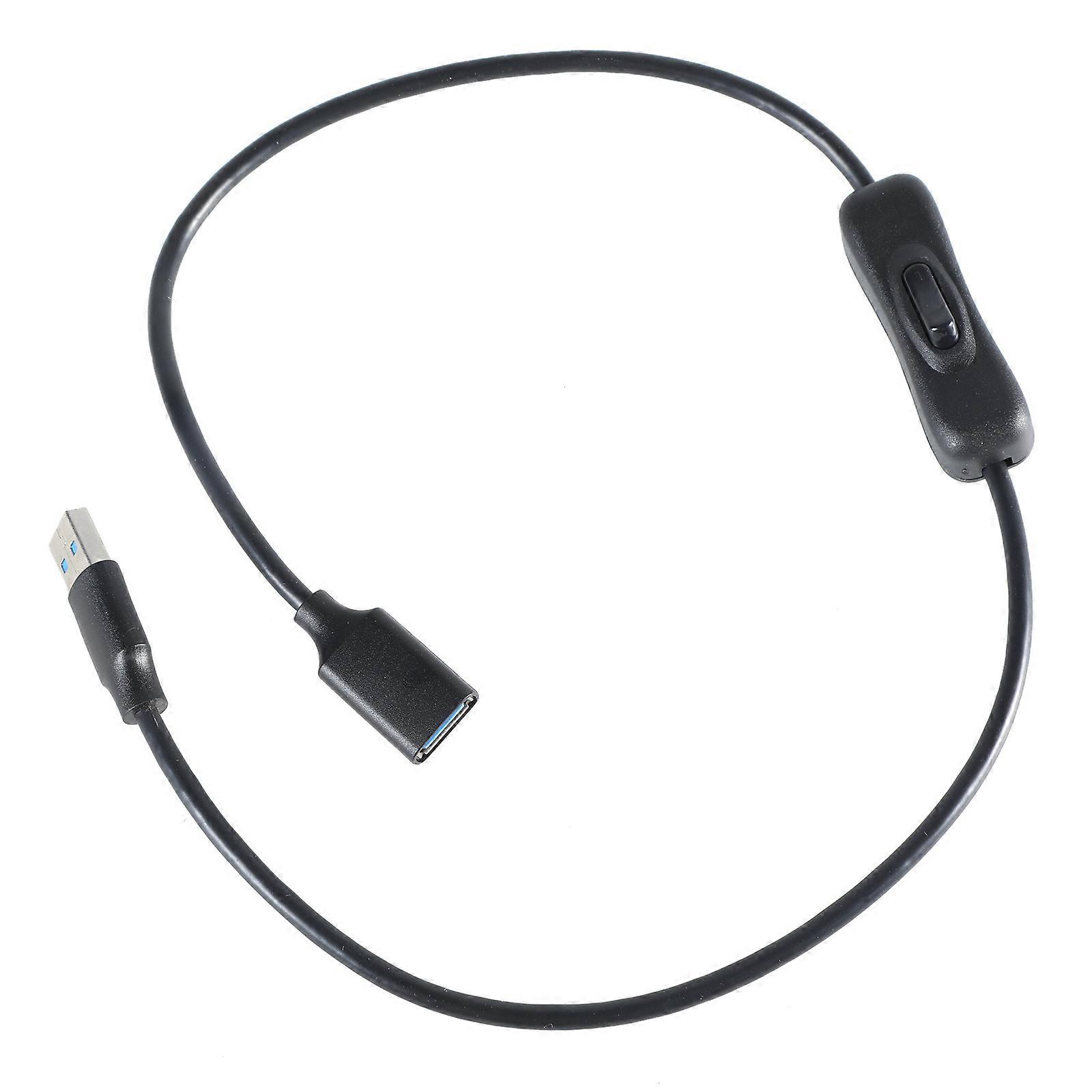 USB3.0 Extension Cable with Switching Button Male to Female Extender Cord Data Sync Line for USB Fan/Printers/Lamp Multicolor