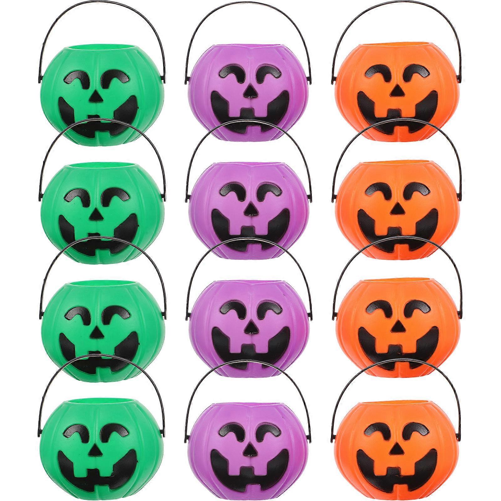 Pumpkin Candy Holder for Storage Halloween Witch Cauldron Bucket 12Pcs