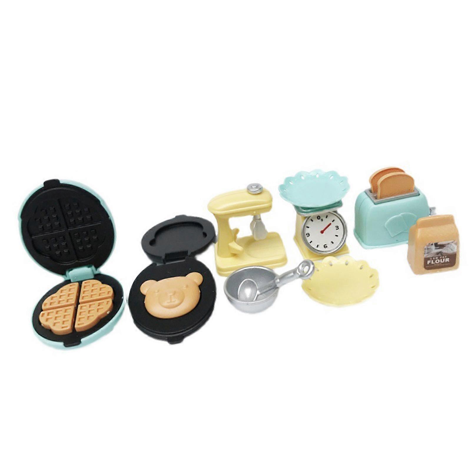 Imaginative Play Food Preparation With Mini Bread Maker And Grinding Machine For 1:12 Scale Houses Multicolor