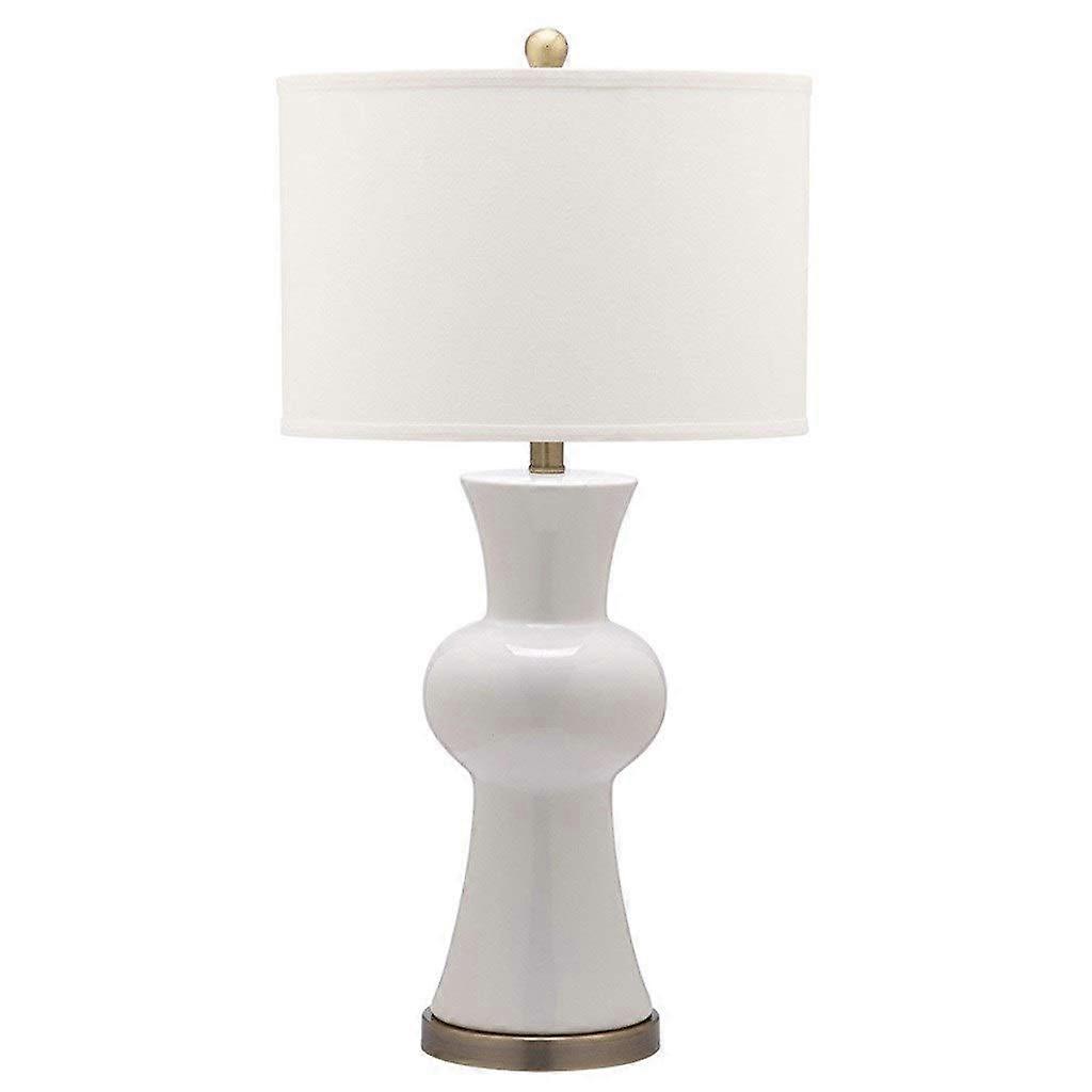 Desk Lamp Modern Minimalist Ceramic Table Lamp White Bedside Lamp with Push Button Remote Control and Dual Switch Modes