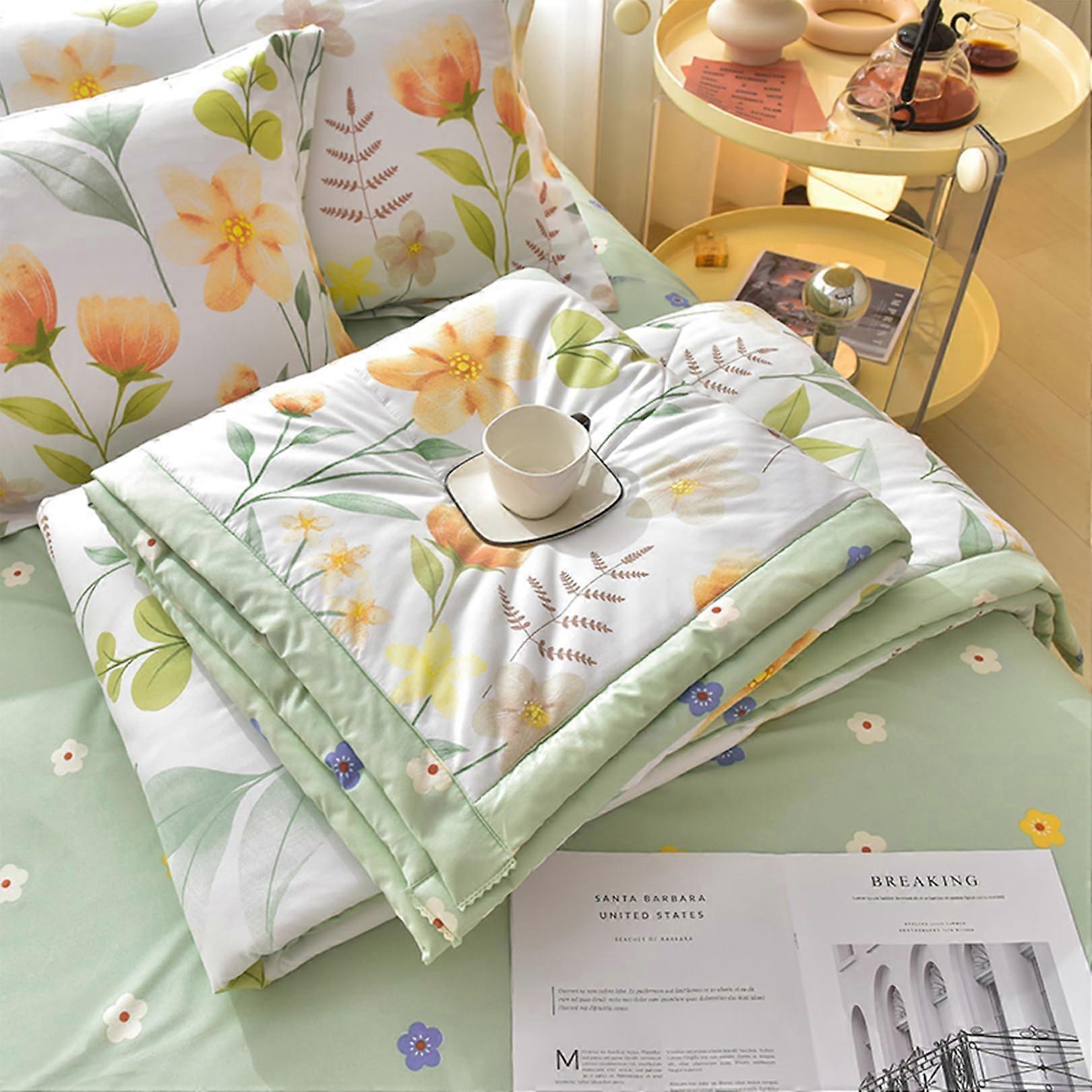 Quilted Bedspread Reversible Patchwork Quilt for Single Double Bed Sofa, Lightweight Soft Blanket 180x200cm F