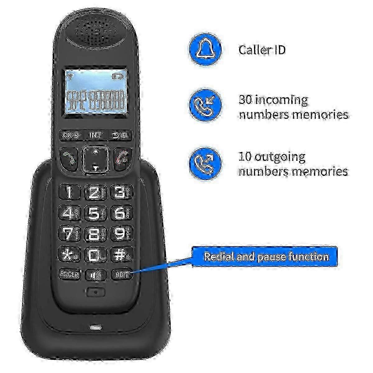 Expandable Cordless Telephone with 5 Handsets and 16 Digital Channels for Home Use 25-26