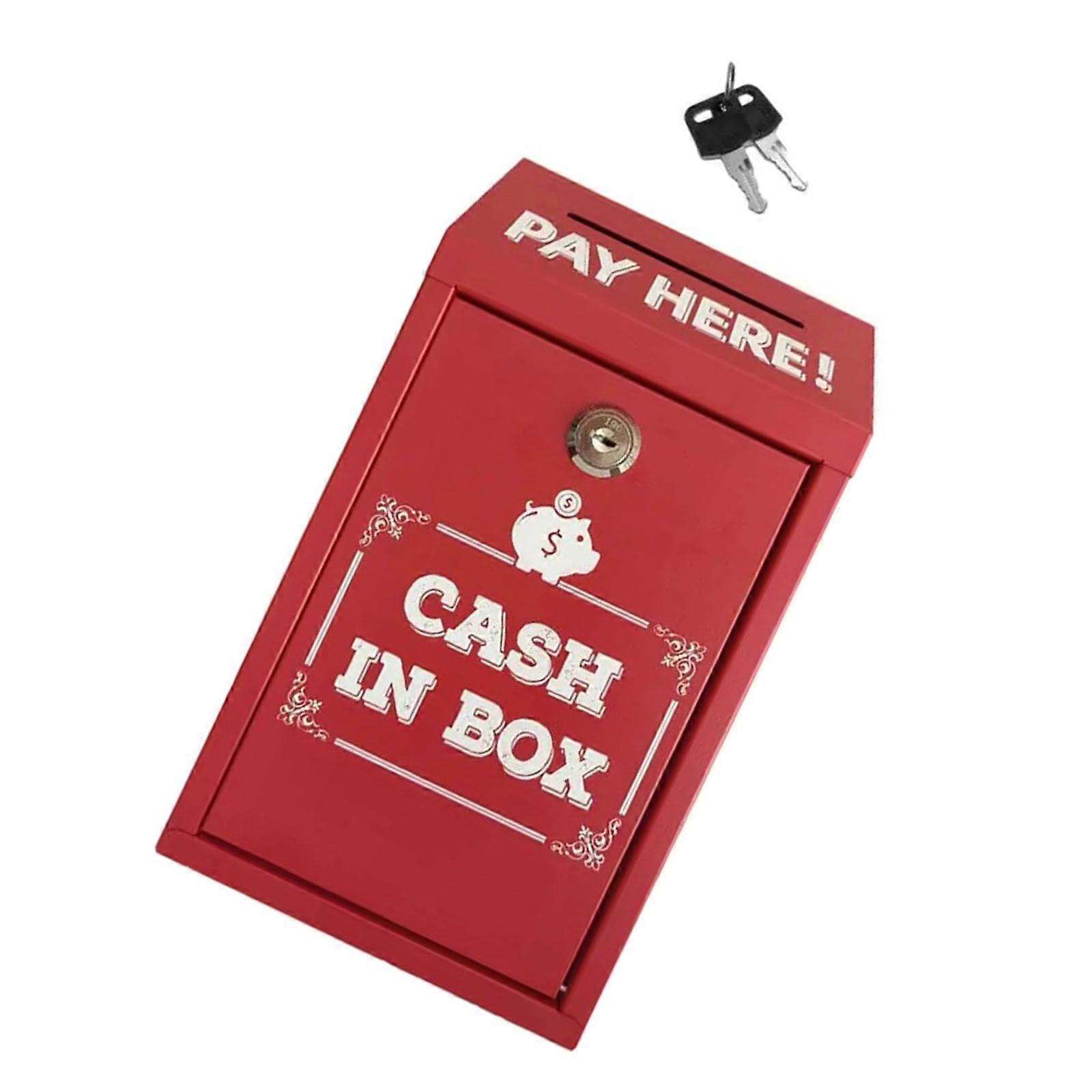 Galvanized Steel Security Box With Locks and Key Portable Organizers for Valuables Documents  Red