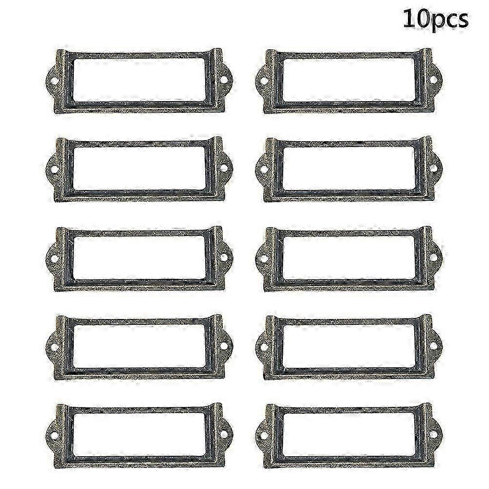 10Pcs Antique Label Pull Frame File Name Card Holder for Cabinet Drawer Box Case mengxi