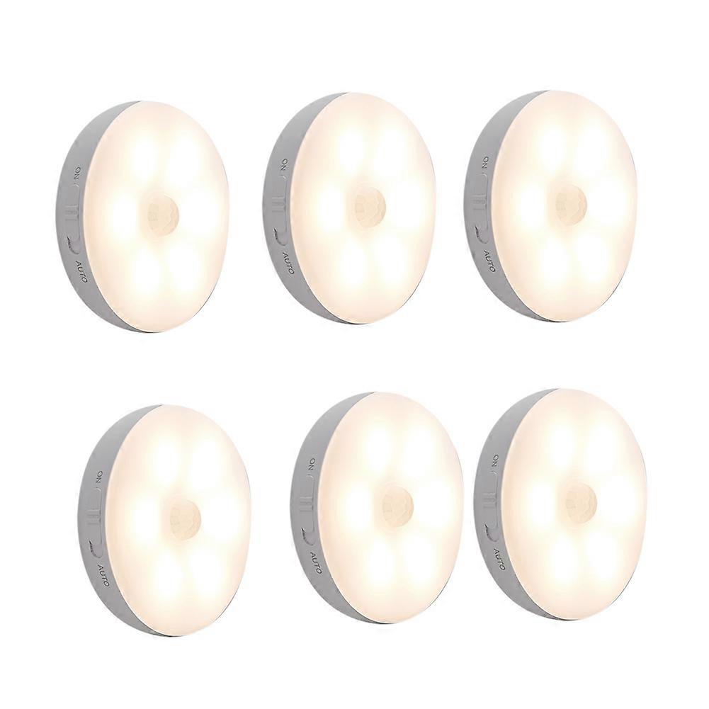 LED Motion Sensor Closet Lights USB Rechargeable (Warm White) 6Pcs