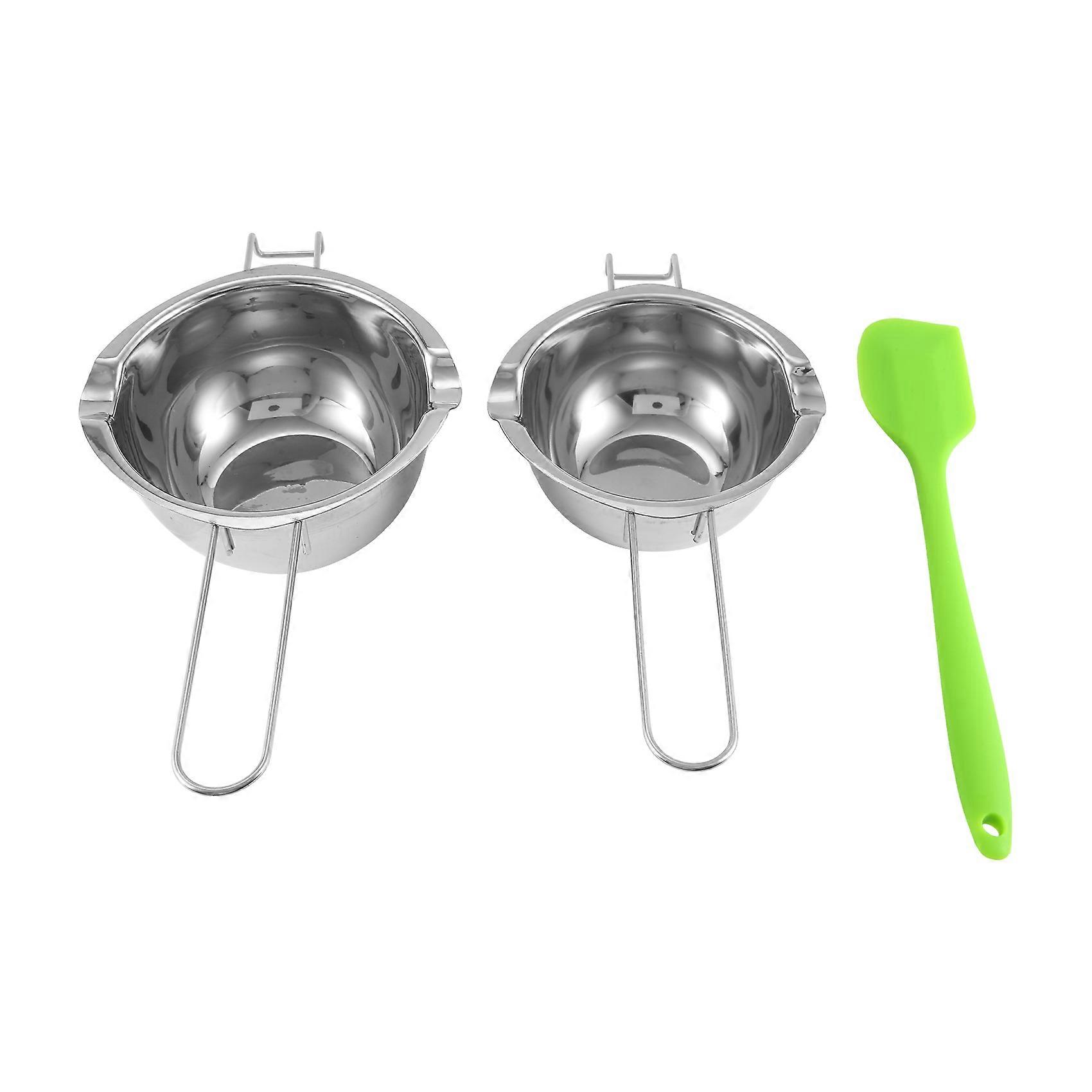 2 Pack Double Boiler Melting Pot with Silicone Spatula for Butter for Chocolate Candy Butter Cheese (400ML and 600 ML)